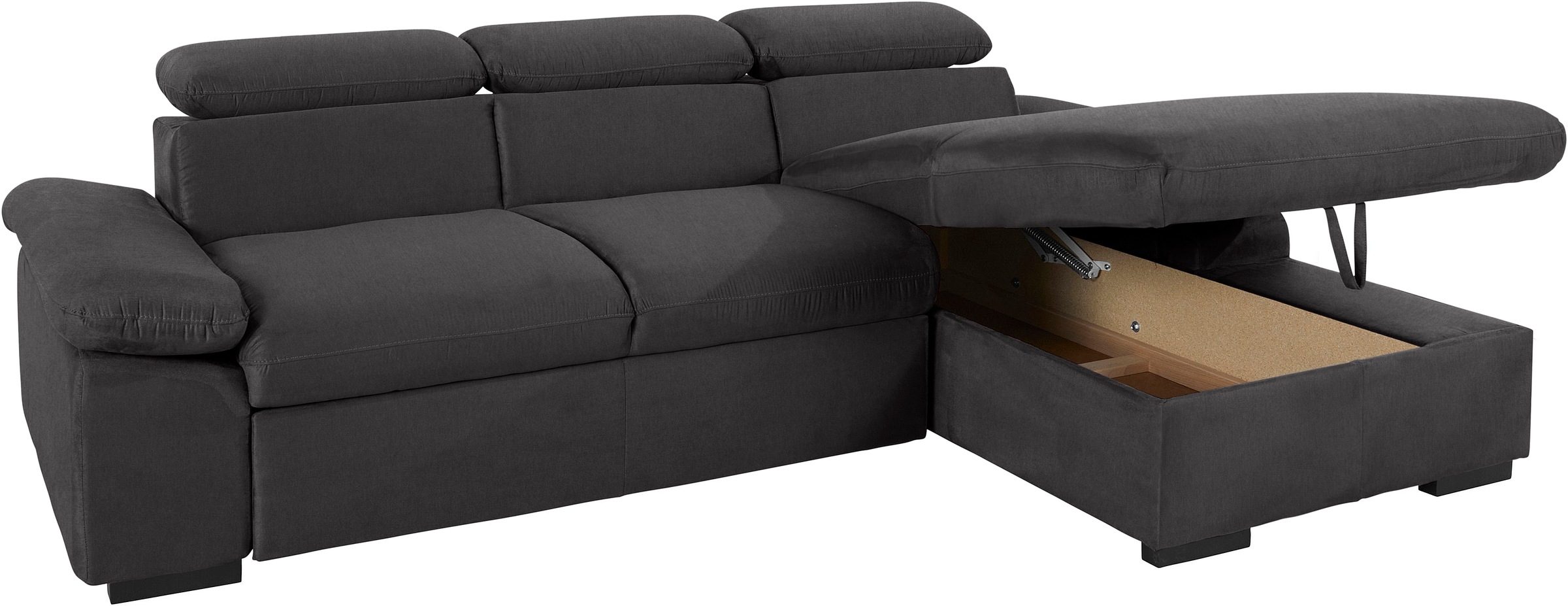 COTTA Ecksofa »Lola L-Form mit Kopfteilfunktion & Hocker«, (Set, mit Hocker), wahlweise mit Bettfunktion, Bettkasten & Armteilverstellung