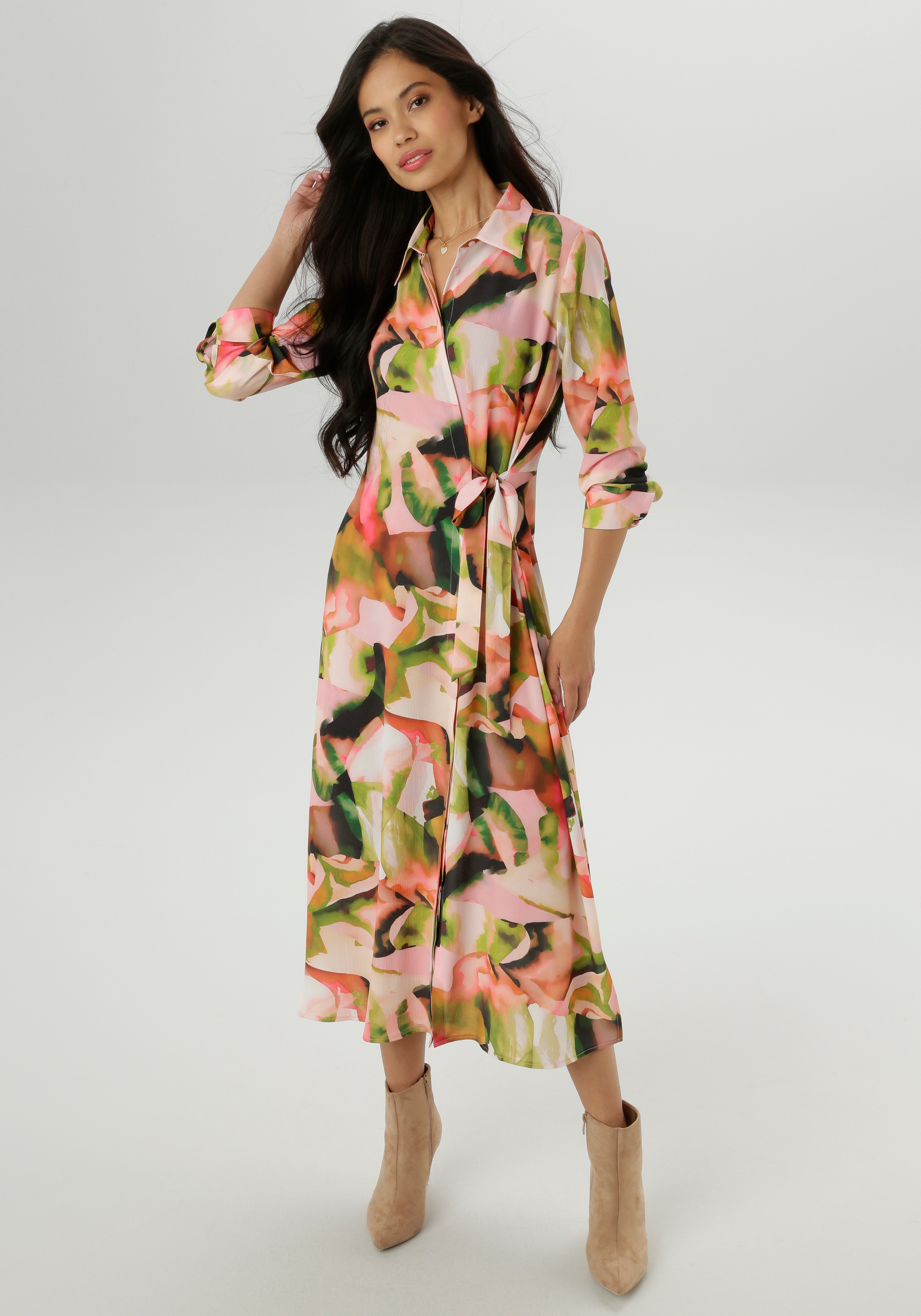 Aniston SELECTED Blusenkleid, mit seitlichem Bindedetail - NEUE KOLLEKTION günstig online kaufen