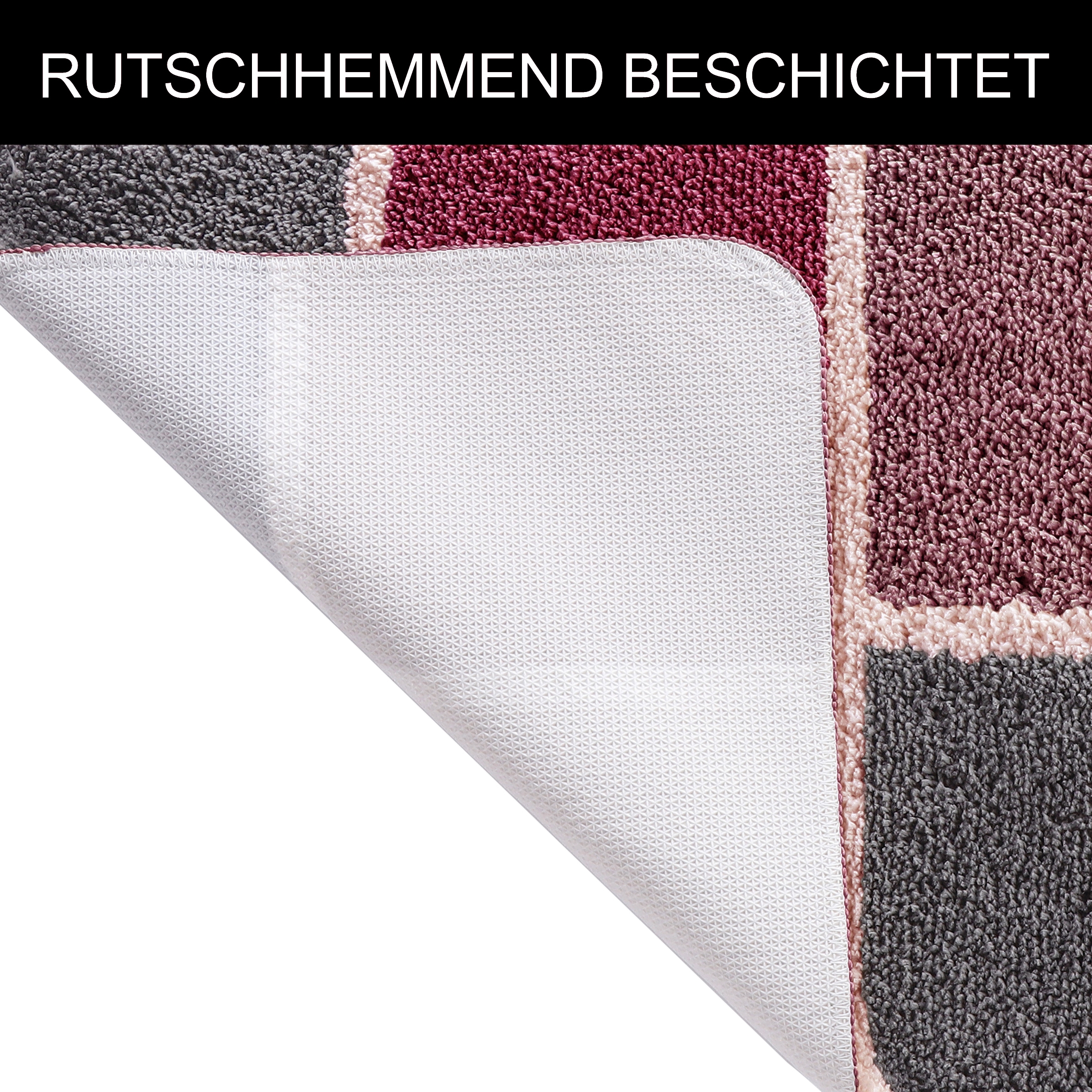 my home Badematte »Anna mit Kachelmuster, Badvorleger, Badezimmer Teppich, Duschvorleger«, rutschhemmend beschichtet, strapazierfähig, Badteppich, Hoch Tief Effekt, Modern, Weich