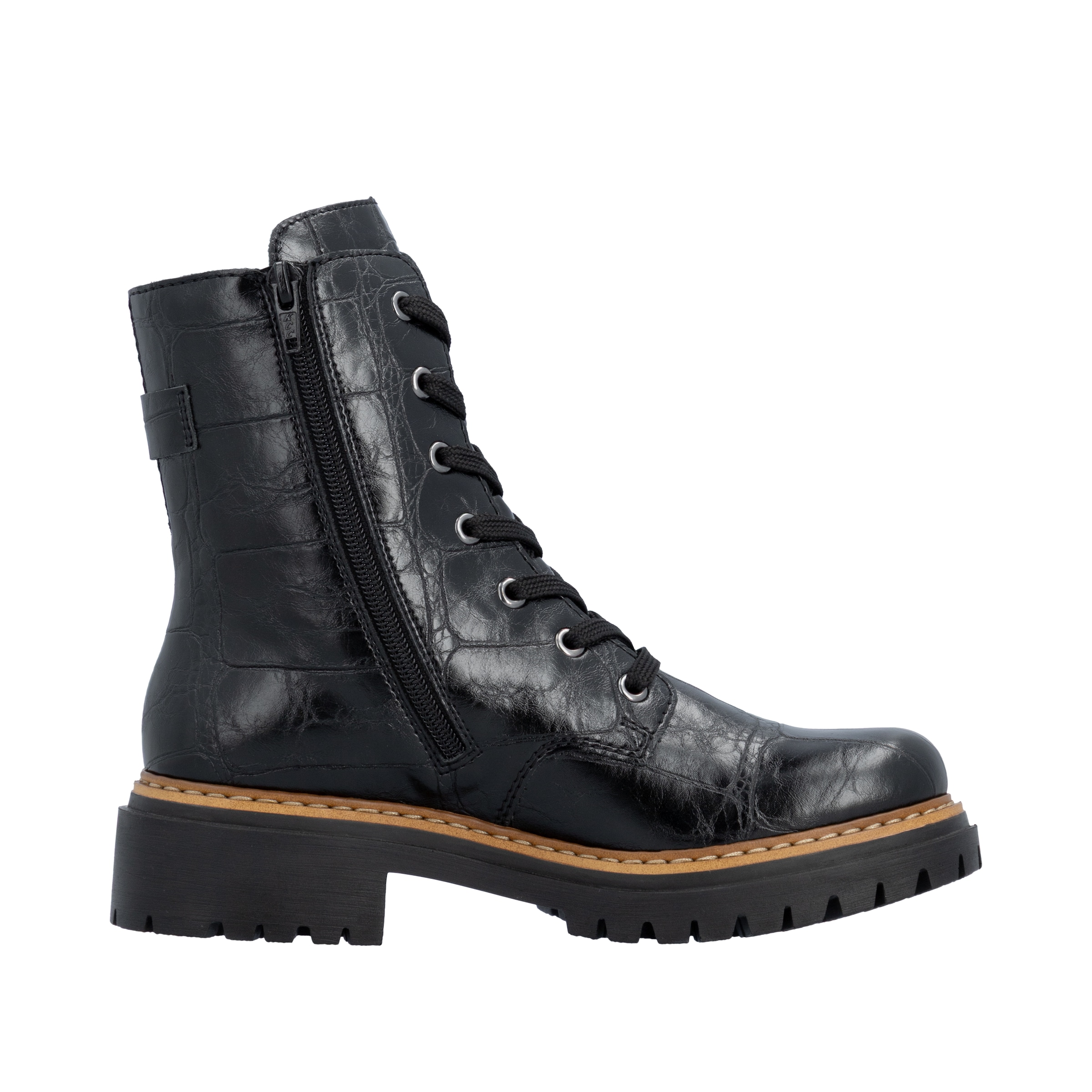 Rieker Schnürboots  Schnürstiefelette, Blockabsatz in Used-Optik