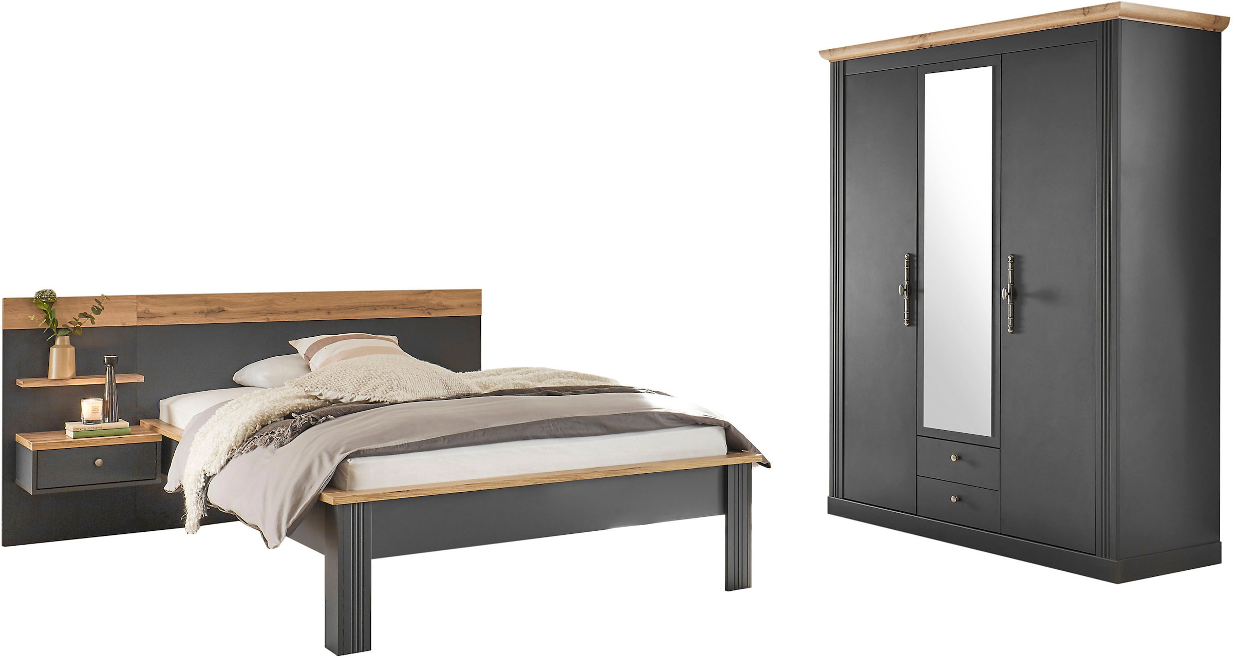 OTTO home Schlafzimmer-Set "Westminster" beinhaltet 1 Bett, Kleiderschrank günstig online kaufen