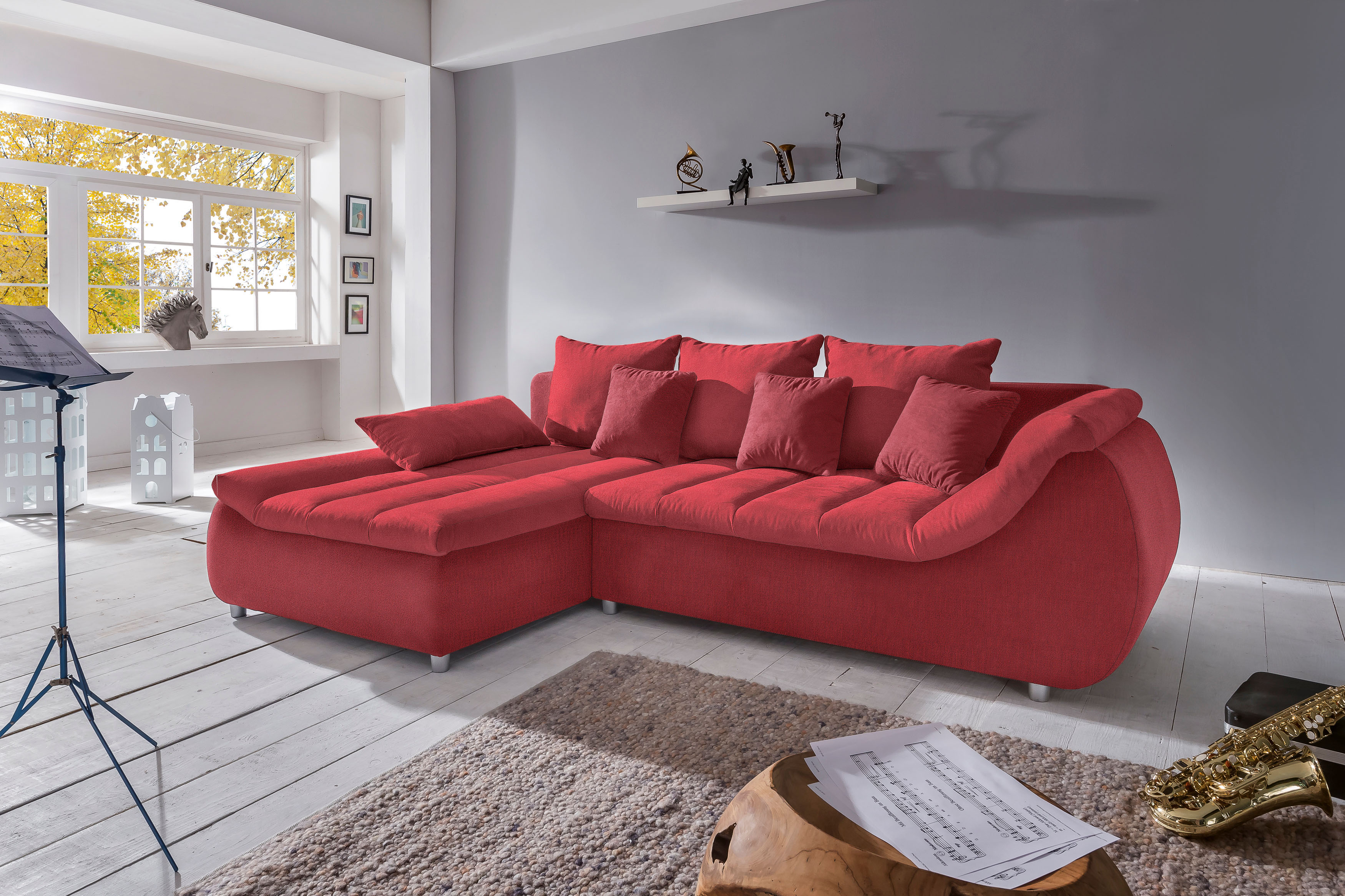 Home affaire Ecksofa "Imola, bequem, aktuelle Steppung im Sitz, L-Form, Breite 270cm" wahlweise mit Bettfunktion