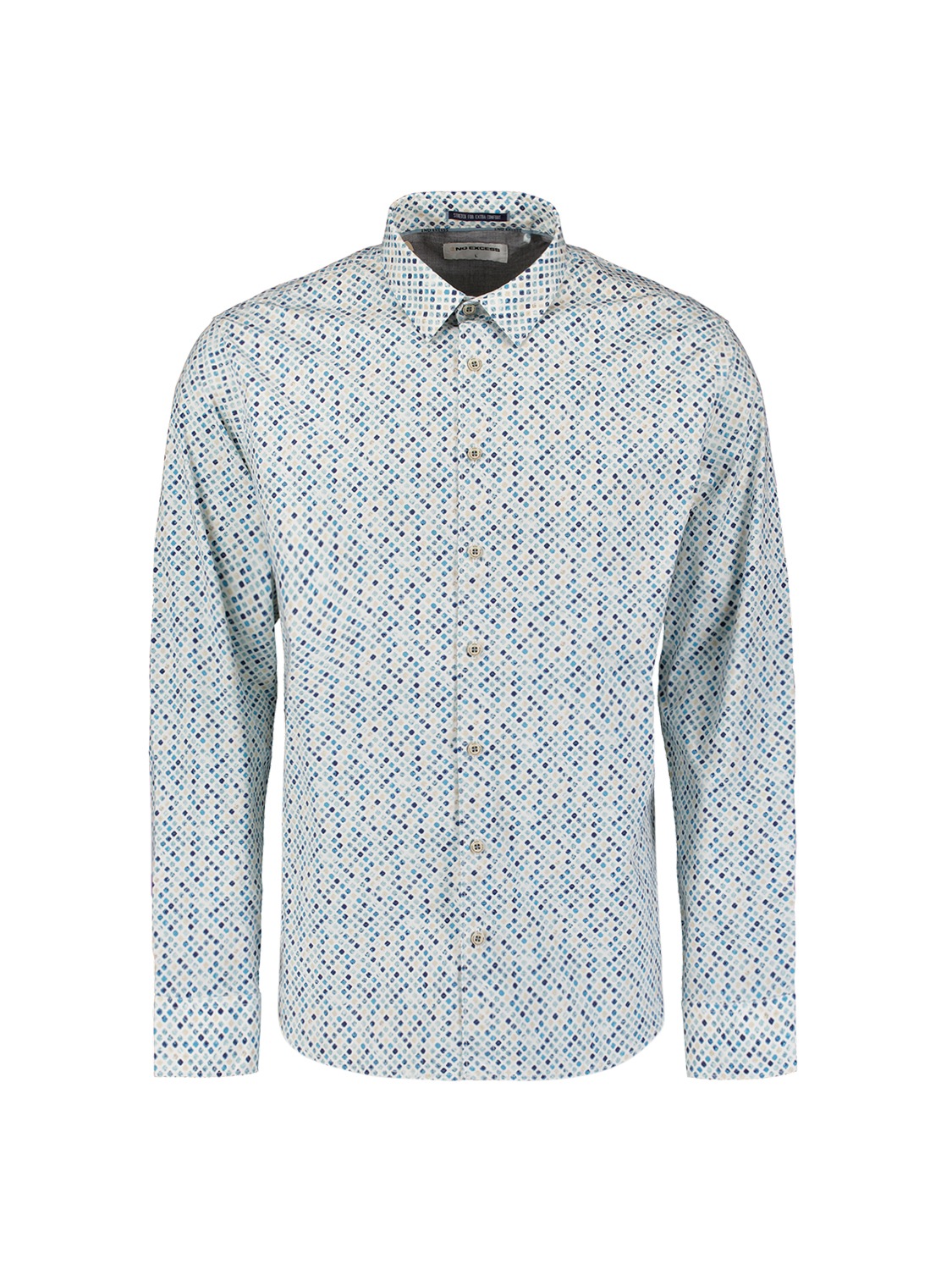 NO EXCESS Langarmhemd »No Excess Stretchhemd Shirt Stretch Allover Printed«