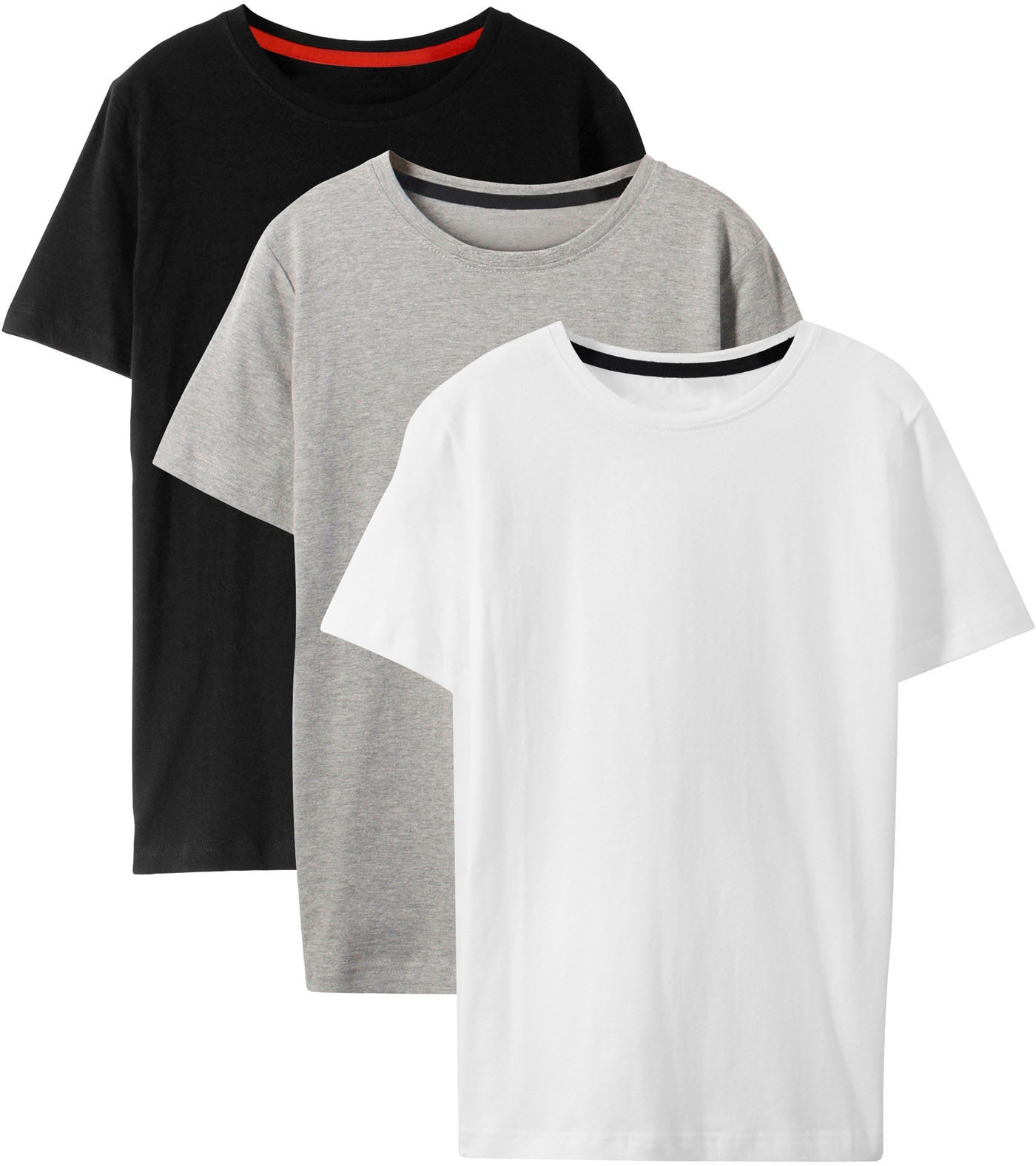 bonprix T-Shirt "T-Shirt mit Baumwolle (3er Pack)" Packung, 3 Stk. regular fit Passform, Kurzarm-Design, aus Baumwolle