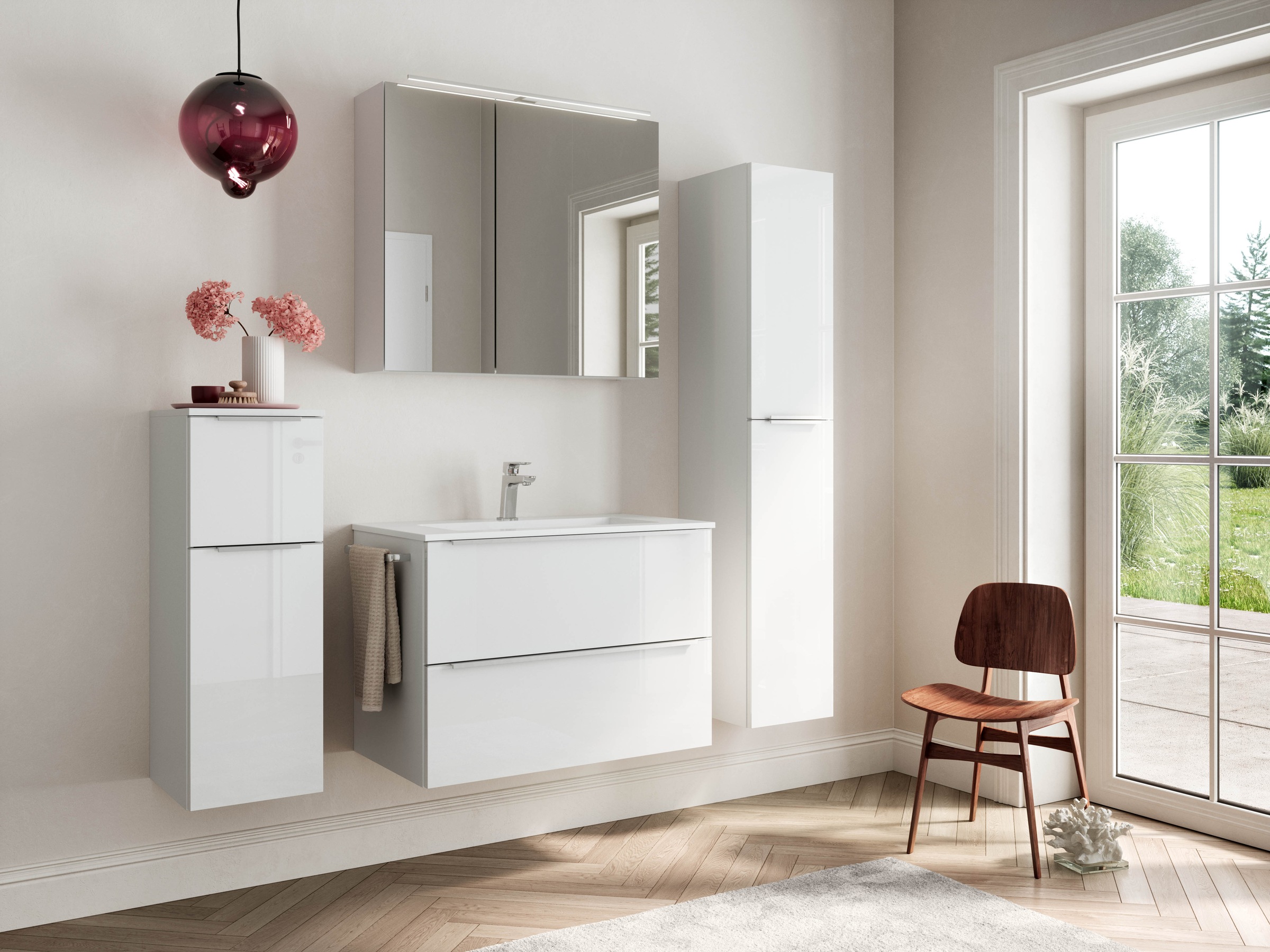 nobilia® Spiegelschrank »Prina«, (inkl. Beleuchtung mit Dimmerfunktion), in Breiten 60, 80, 100 und 120 cm, innenliegende Steckdose