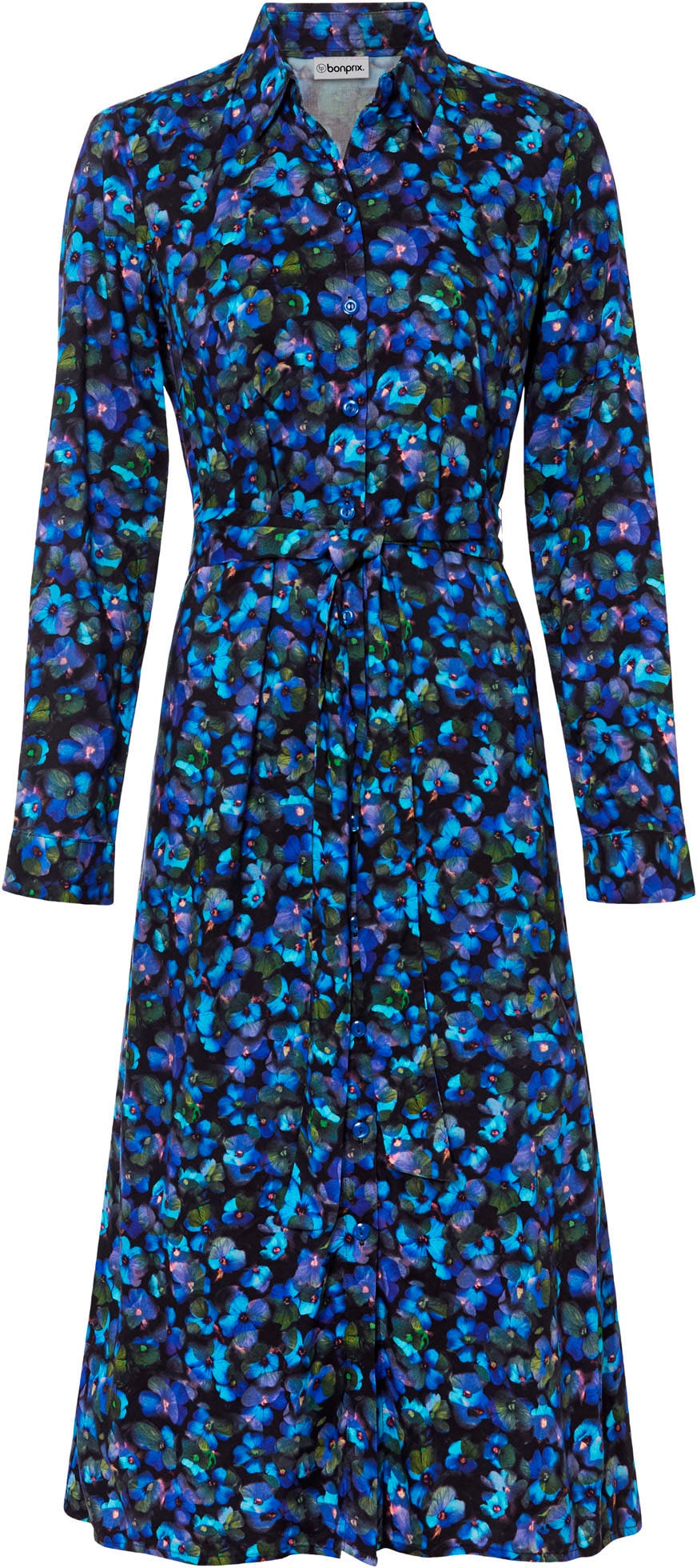 bonprix Hemdblusenkleid »Hemdblusenkleid aus reiner Viskose« für klassischen Look, aus reiner Viskose, lockere Passform