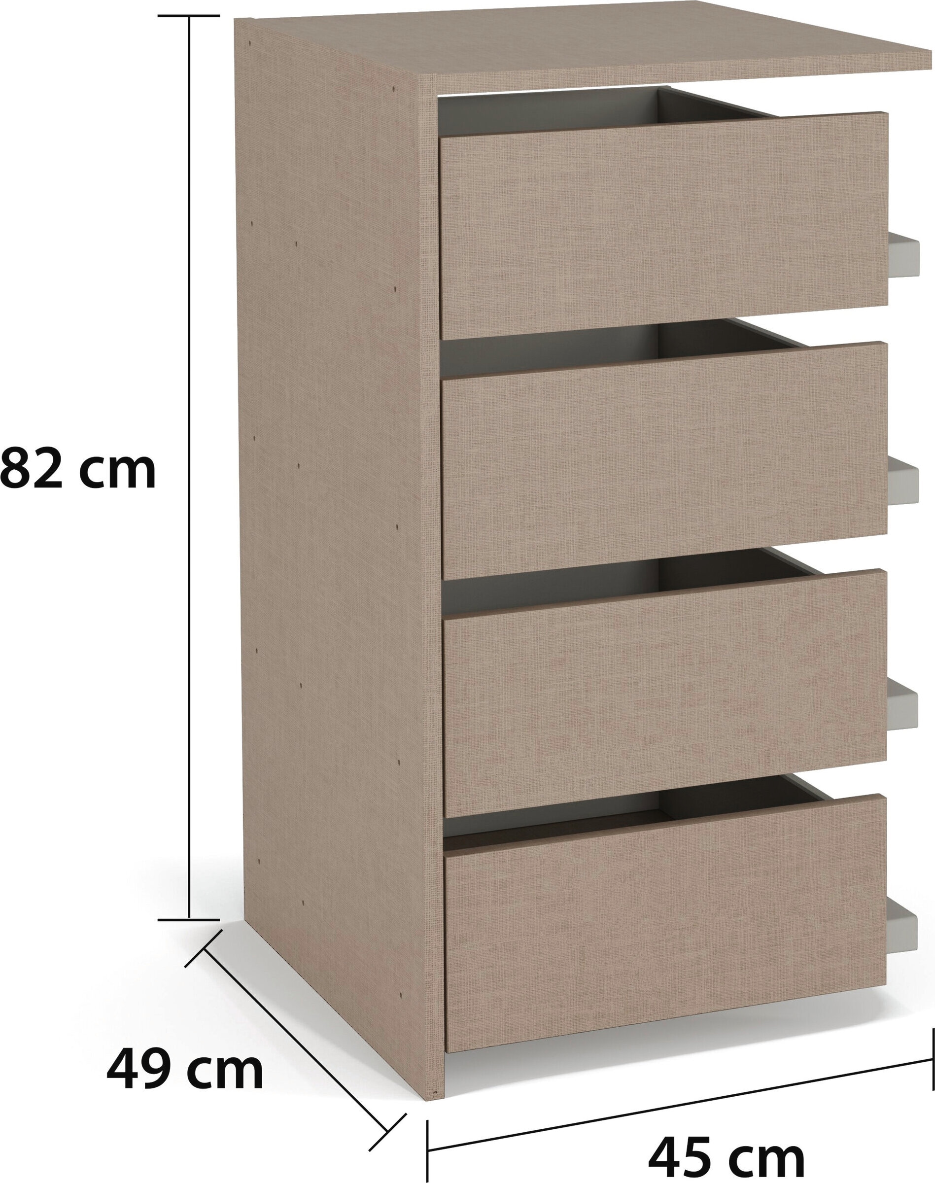 rauch Schubladeneinsatz "Zubehör für rauch-ONE Schränke Kleiderschrank Garderobe" mit 4 Schubladen, Breite 45 cm, Tiefe, 49 cm, MADE IN GERMANY