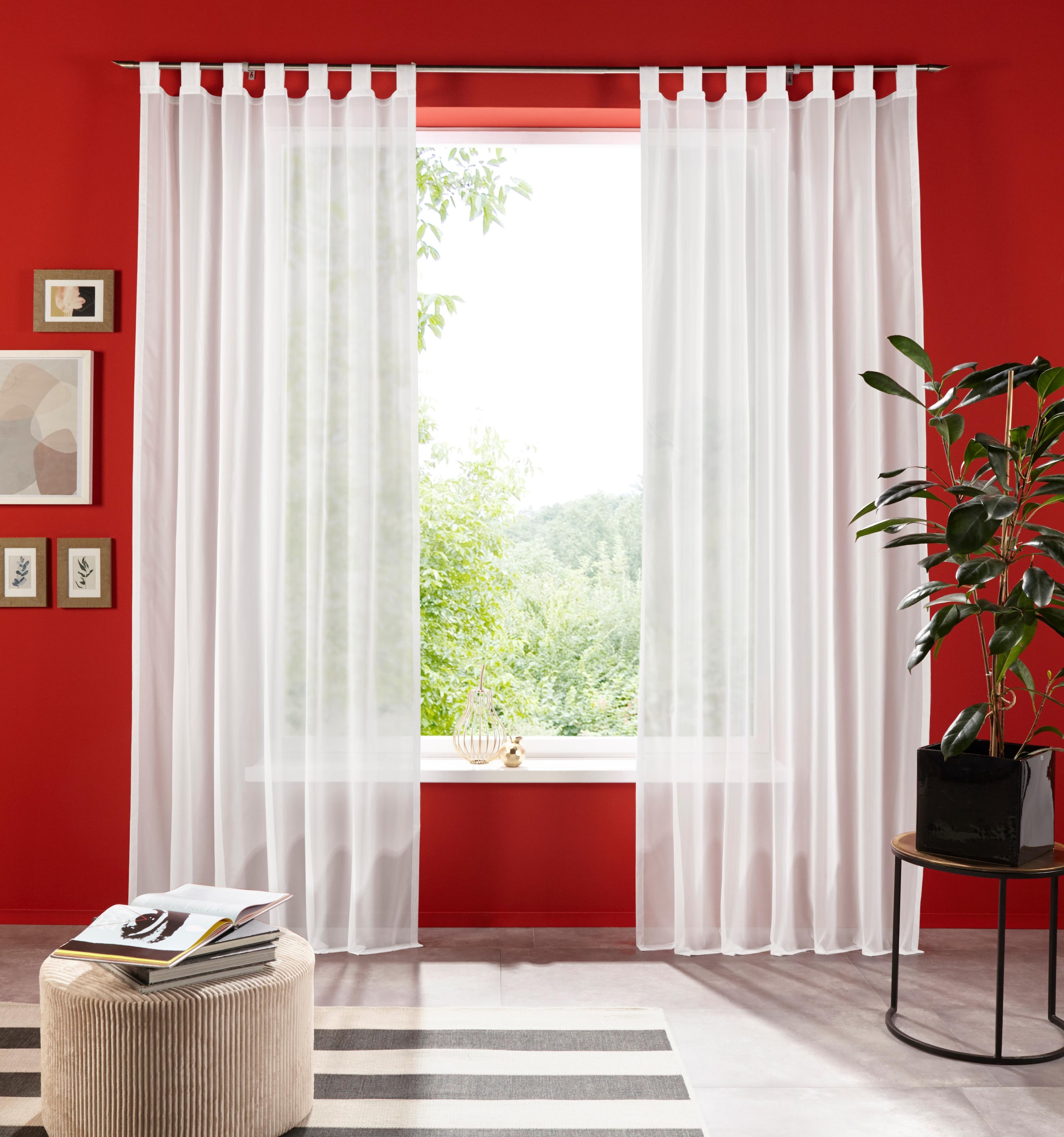 OTTO home Gardine "XANA" Schlaufen 1 Stk. tlg. Bestseller, einfarbig, 1 Schal, pflegeleicht, preiswert