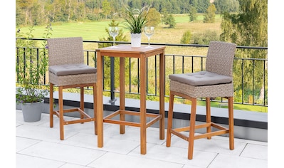 Gartenbar-Set, (3 tlg.), 2 Barstühle mit Bartisch für den Outdoorbereich