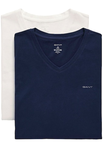 T-Shirt »V-NECK T-SHIRT 2-PACK«, (2 tlg.), mit Markenlabel auf der Brust
