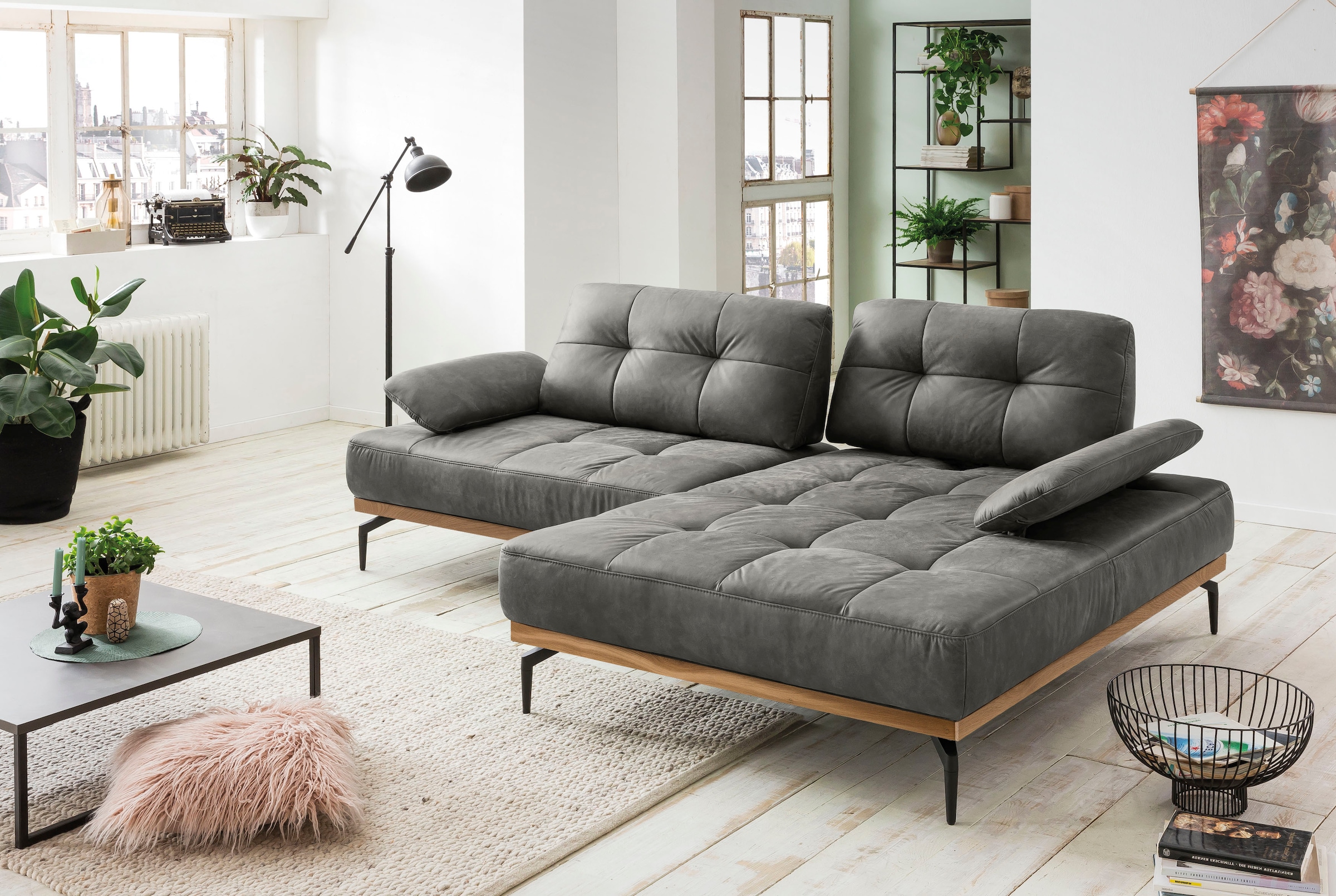 sofa Sitztiefenverstellung, - Ecksofa, kaufen Metallfüße BAUR Inklusive exxpo fashion Armlehnenverstellung, |