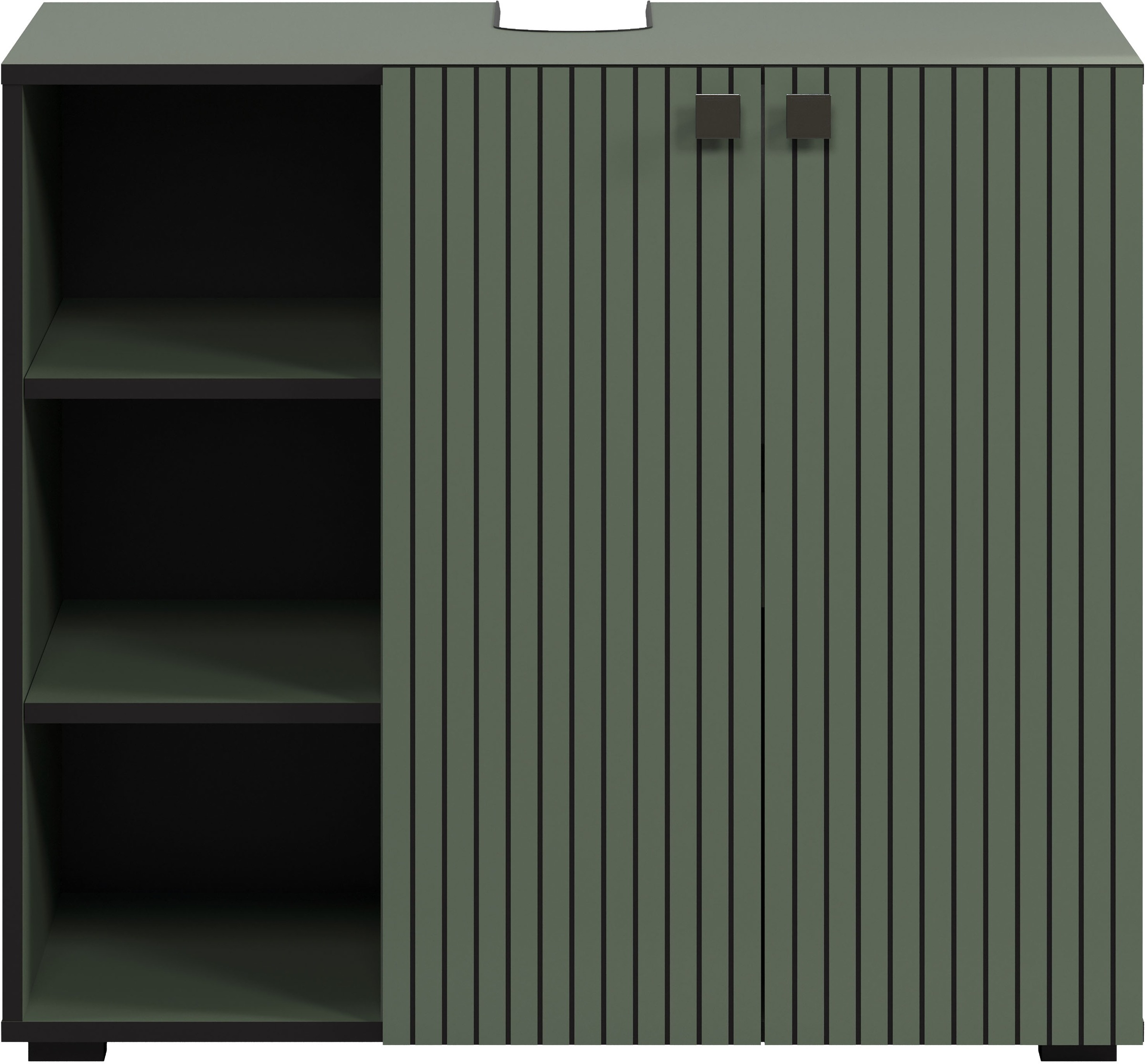 Thumbnail - welltime Waschtisch "Amrum Waschbeckenunterschrank und Waschbecken" 2 Stk. tlg. Waschbeckenunterschrank mit Rillenoptik ...