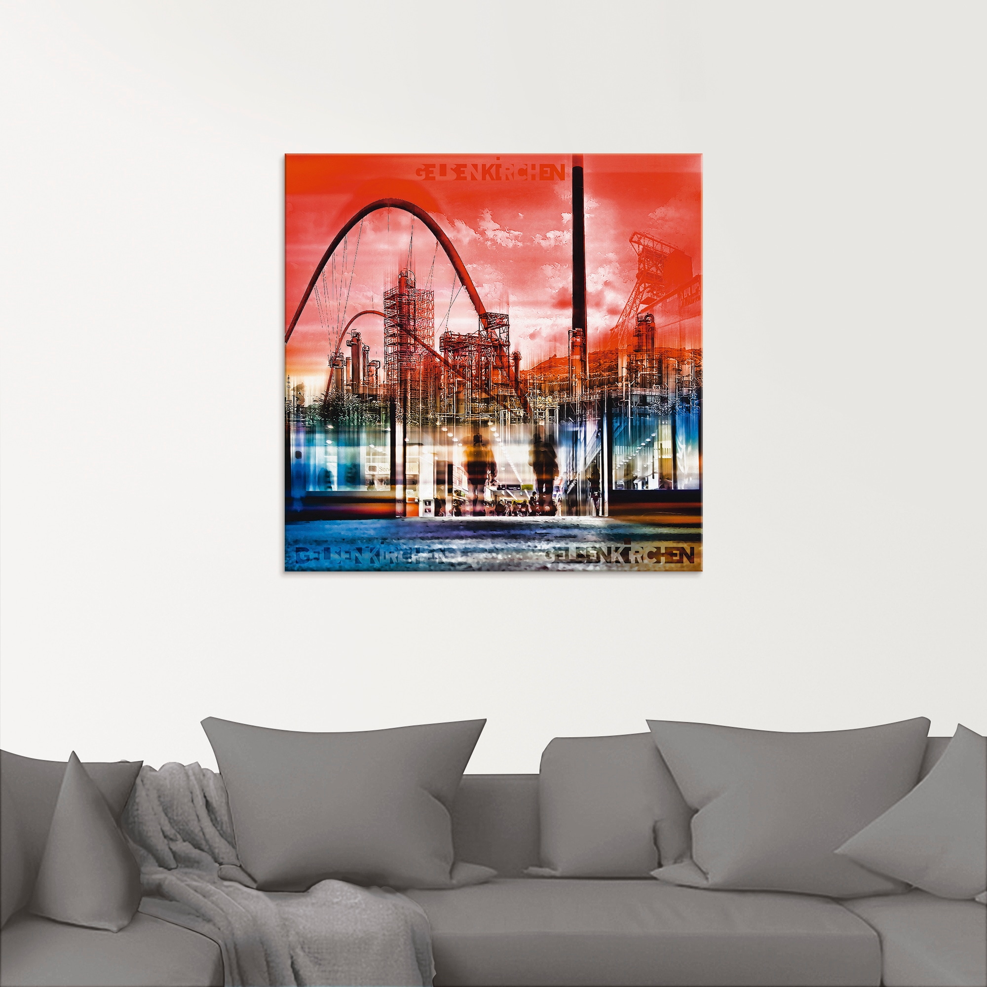 Artland Glasbild »Gelsenkirchen Skyline Collage 01«, Deutschland, (1 St.), in verschiedenen Größen