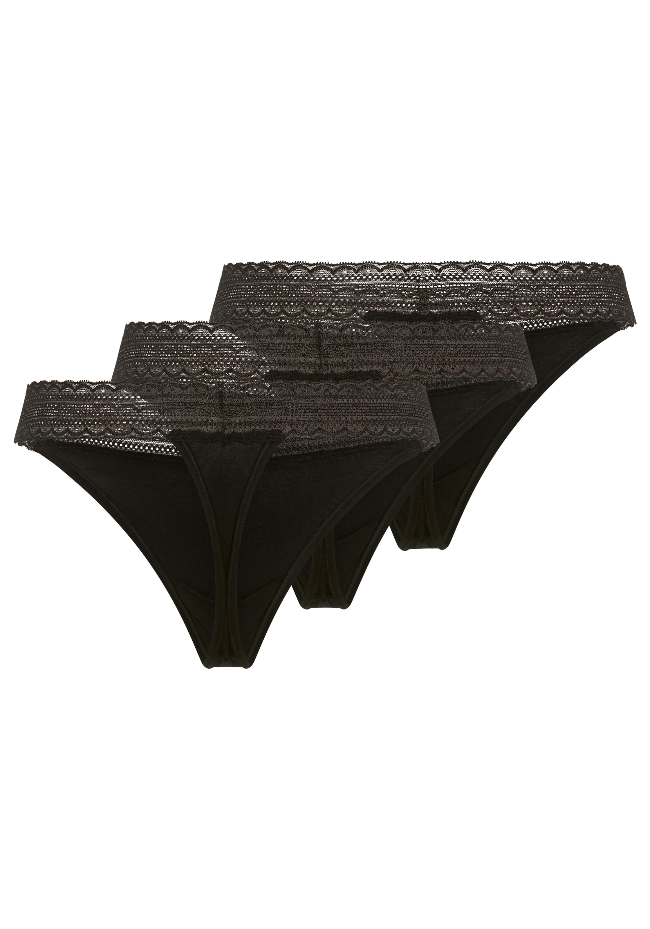 HUGO Underwear String "Lace" Packung, 3 Stk. mit Spitzeneinsatz