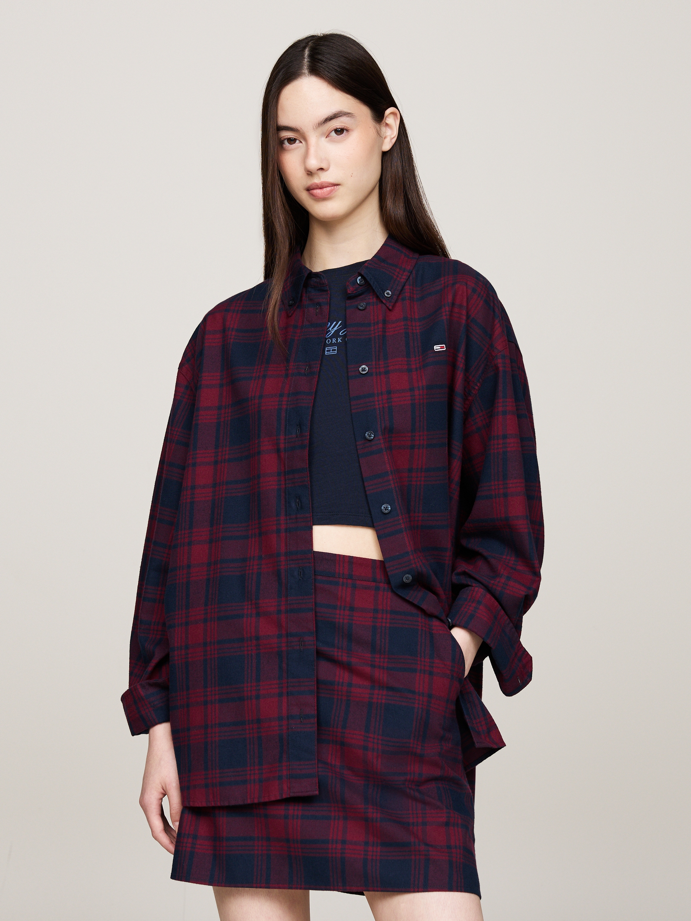 Hemdbluse »TJW RLX TARTAN CHECK SHIRT EXT«, in Großen Größen mit Logostickerei