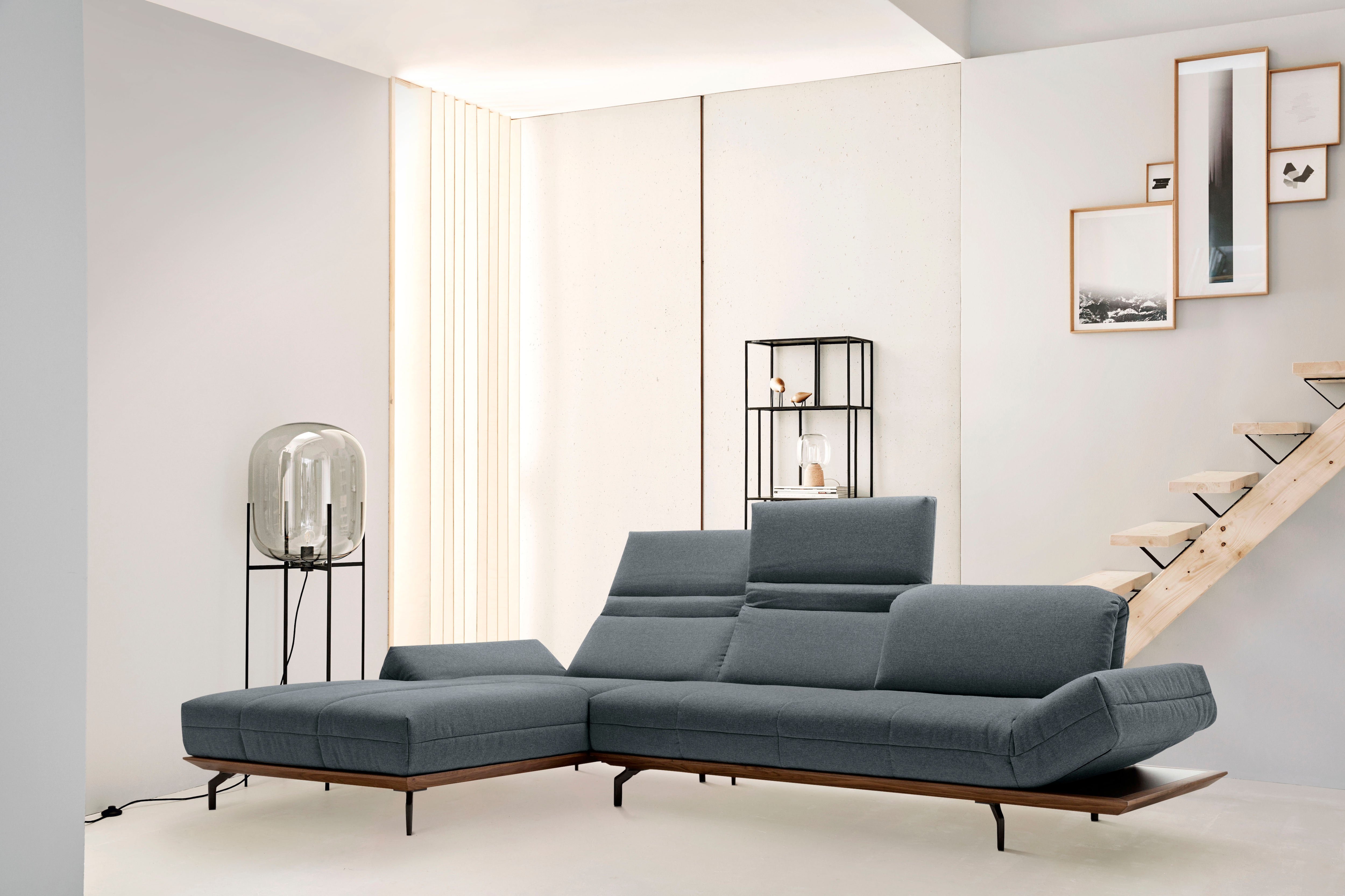 Creation BY ROLF BENZ Ecksofa "CR.420, Designecksofa, L-Form" in 2 Qualitäten, Holzrahmen in Eiche Natur oder Nußbaum, Breite 293 cm