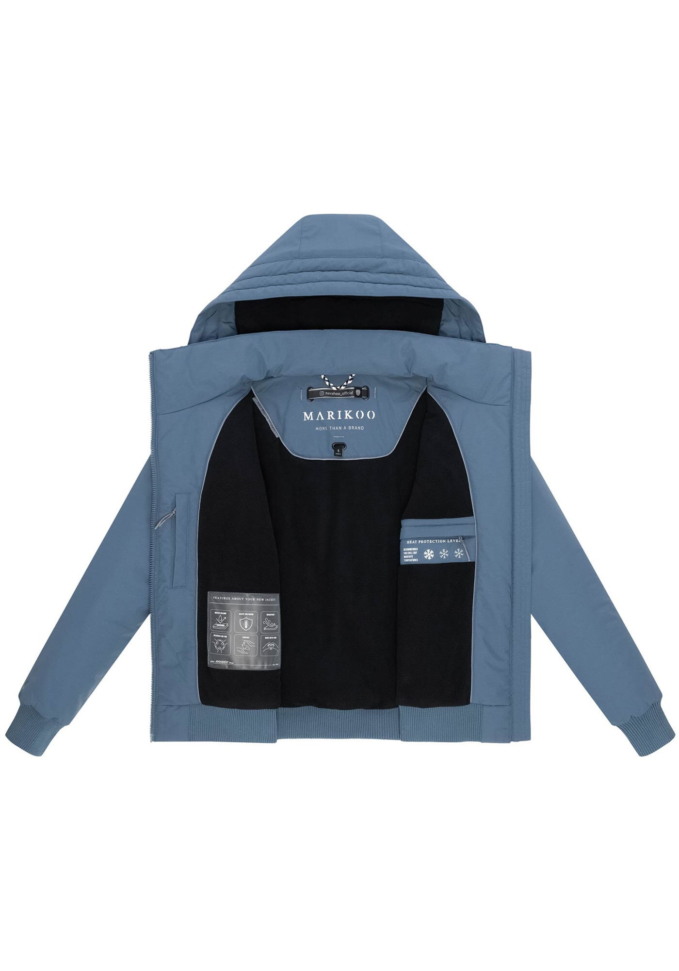 Marikoo Winterjacke »Mooni 16«, Gefütterte Winterjacke mit Kapuze und Kordelzug