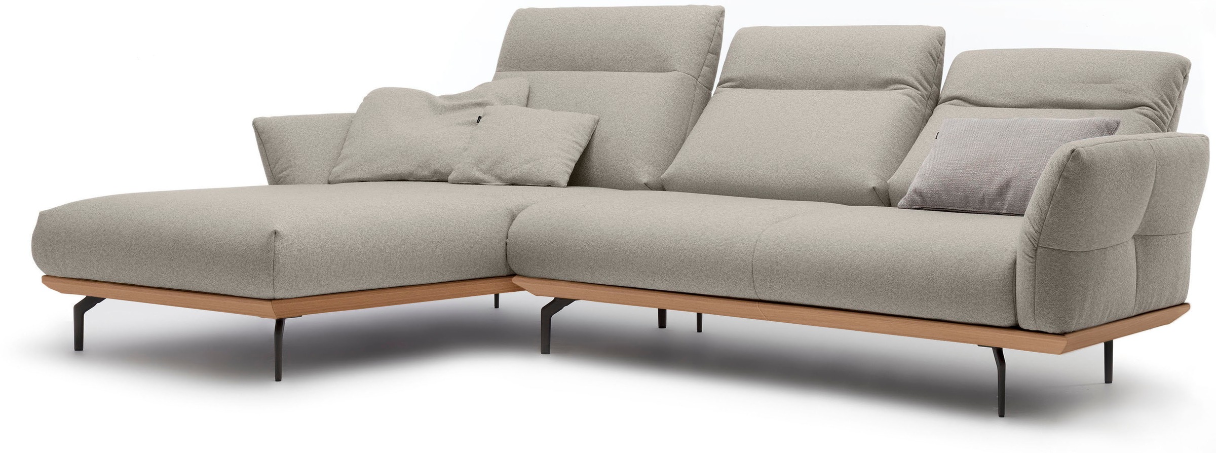 Creation BY ROLF BENZ Ecksofa »CR.460«, Sockel in Eiche, Alugussfüße in umbragrau, Breite 298 cm
