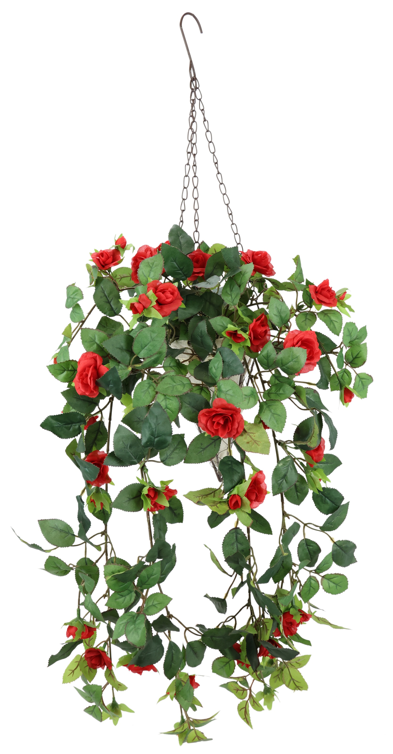 I.GE.A. Kunstpflanze "Künstlicher Rosenbusch im Korb" Rosen Deko Kunstblumen Seidenblumen Blumen Blumengirlande Rosenranke