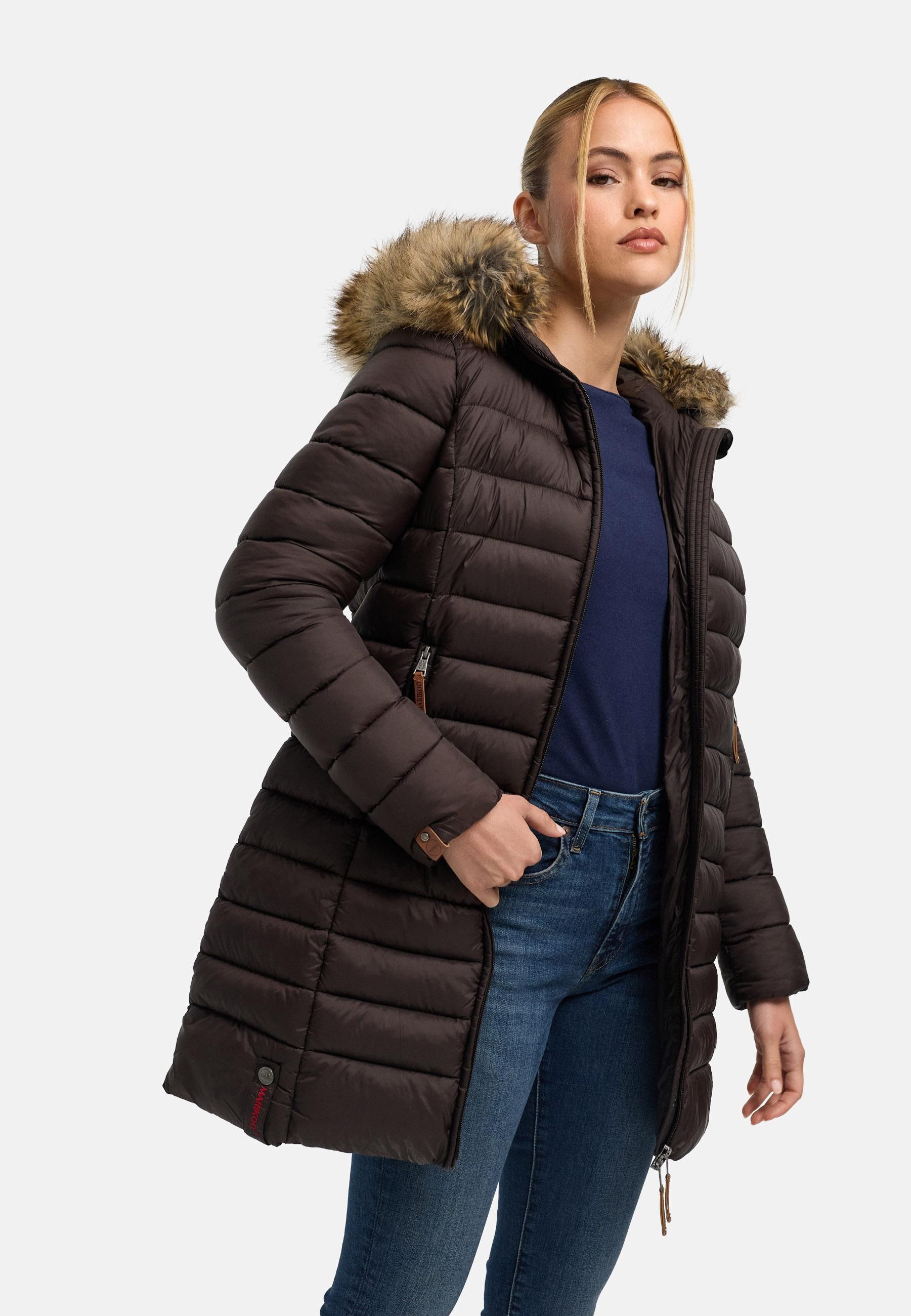 Marikoo Steppmantel »Rose-Stepp« zeitloser Winterparka mit großer Kunstfellkapuze