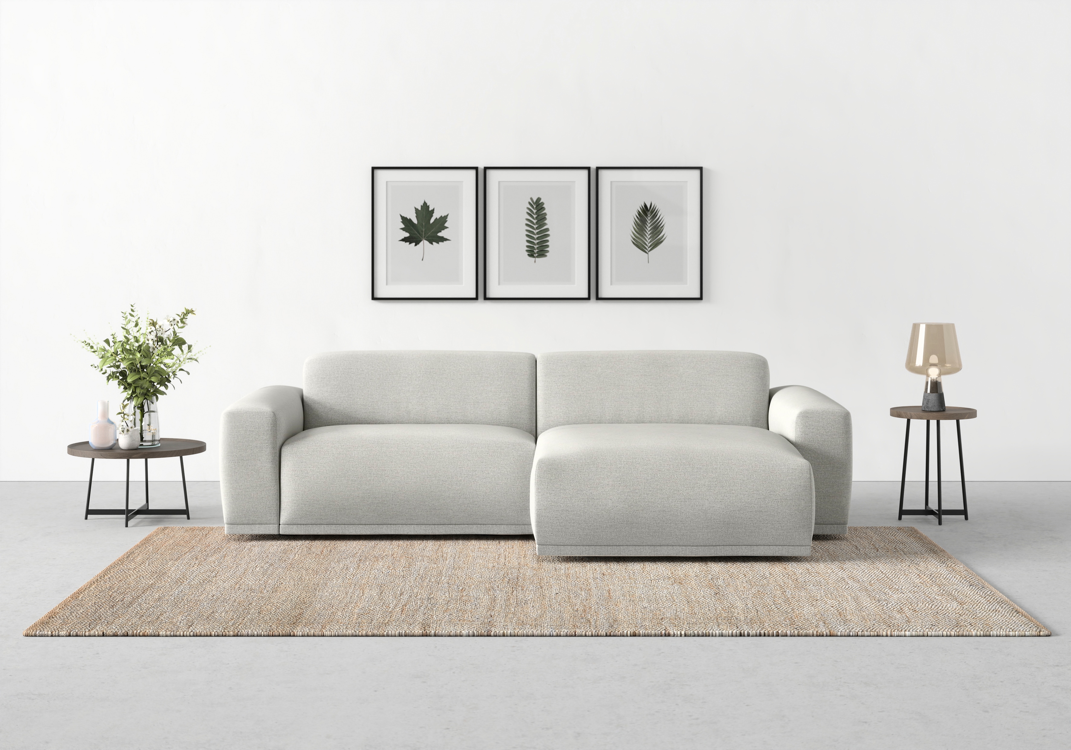 TRENDMANUFAKTUR Ecksofa "Braga, mit hochwertigem Kaltschaum, L-Form, Japandi-Design" modernes Sofa, Couch mit hohem Sitzkomfort, 255/72/160 cm (B/H/T)