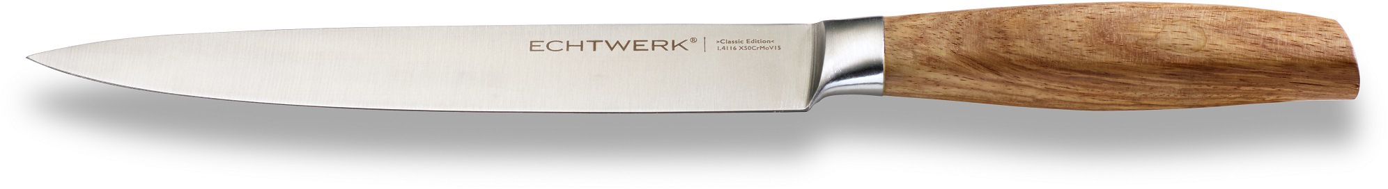 ECHTWERK Schinkenmesser "Classic Edition" Filetiermesser, Edelstahl, Klingenlänge 20 cm, Griff aus Akazienholz