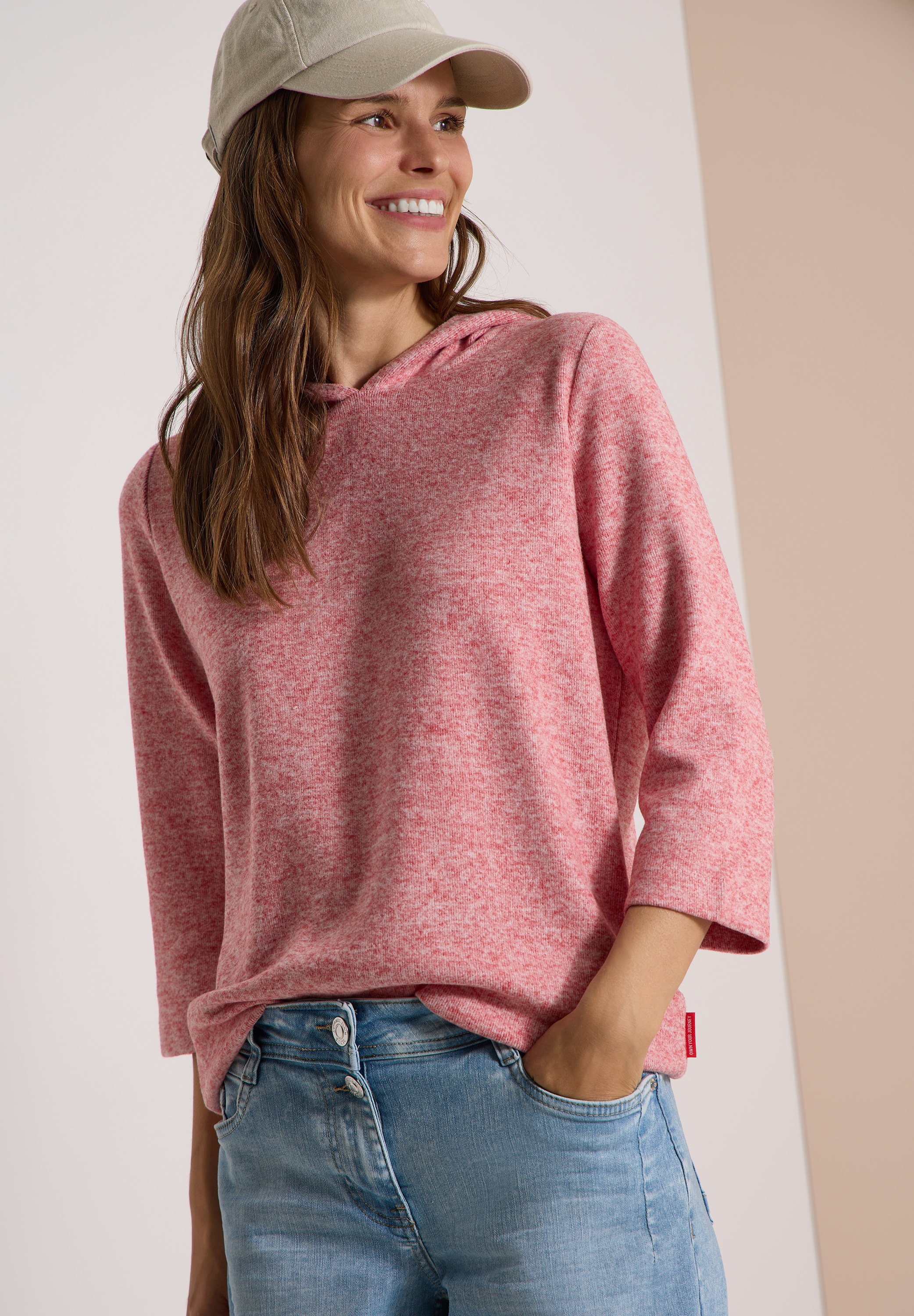 Cecil Kapuzensweatshirt , 3/4-Arm-Shirt im Melange-Look
