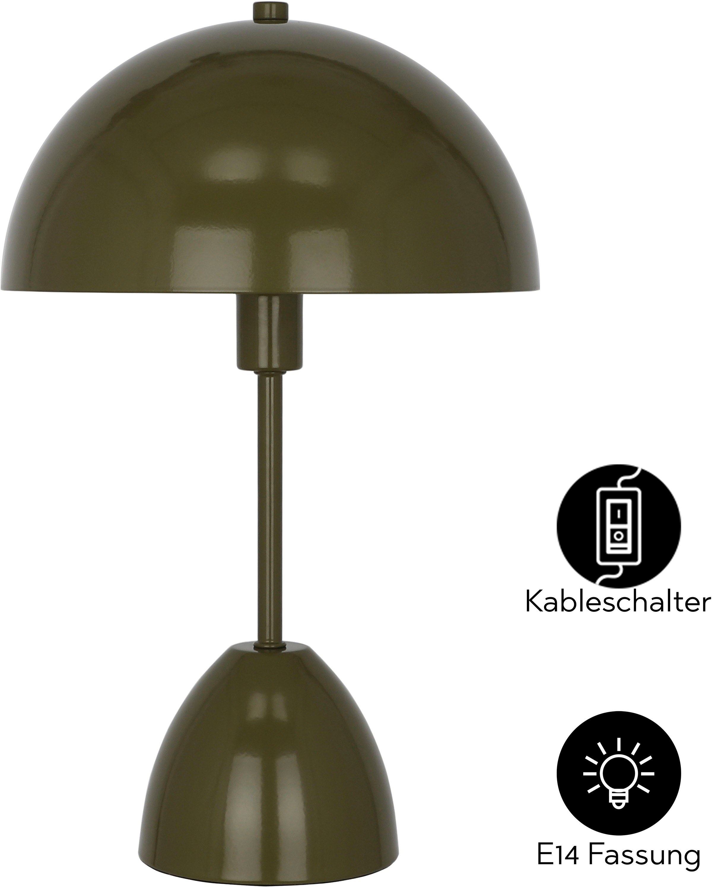 OTTO home Tischleuchte »Dorrio Pilzlampe« E14 1 Stk. Textilkabel blendfreie Nachttischleuchte, Tischlampe, E14, Pilz, Lampe