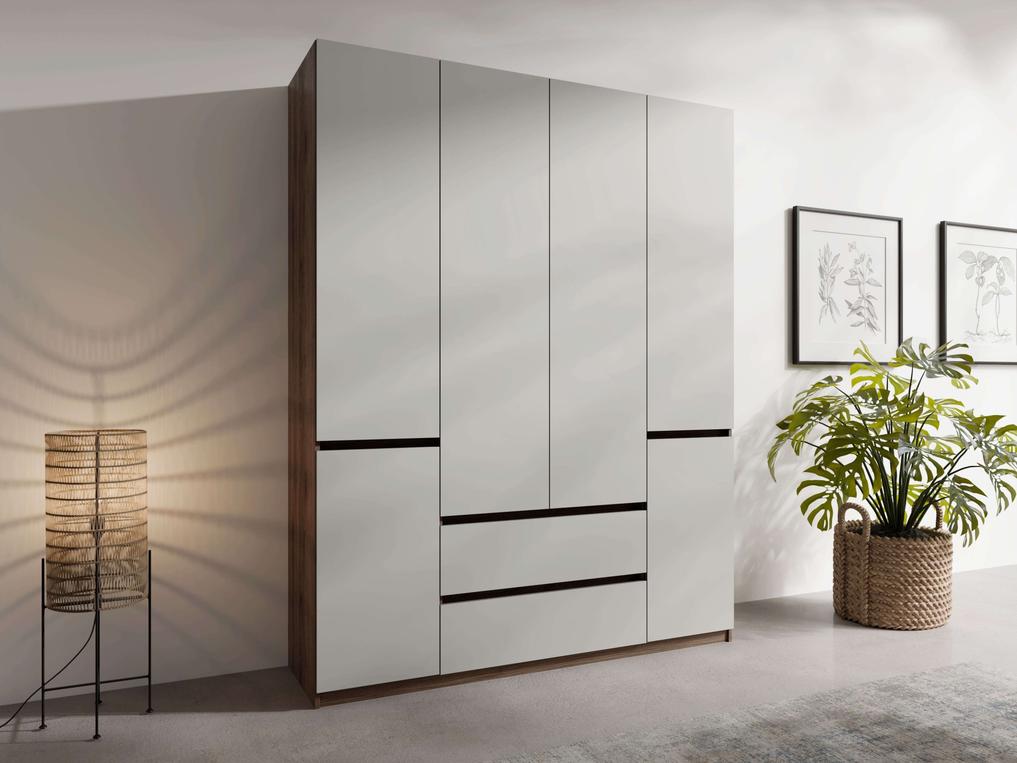 Home affaire Kleiderschrank »GERMO mit 1 Einlegeböde, 2 Schubladen, 1 Kleiderstange, 90/51/230cm«, Garderobe mit 6 Drehtüren, Wäscheschrank mit viel Stauraum