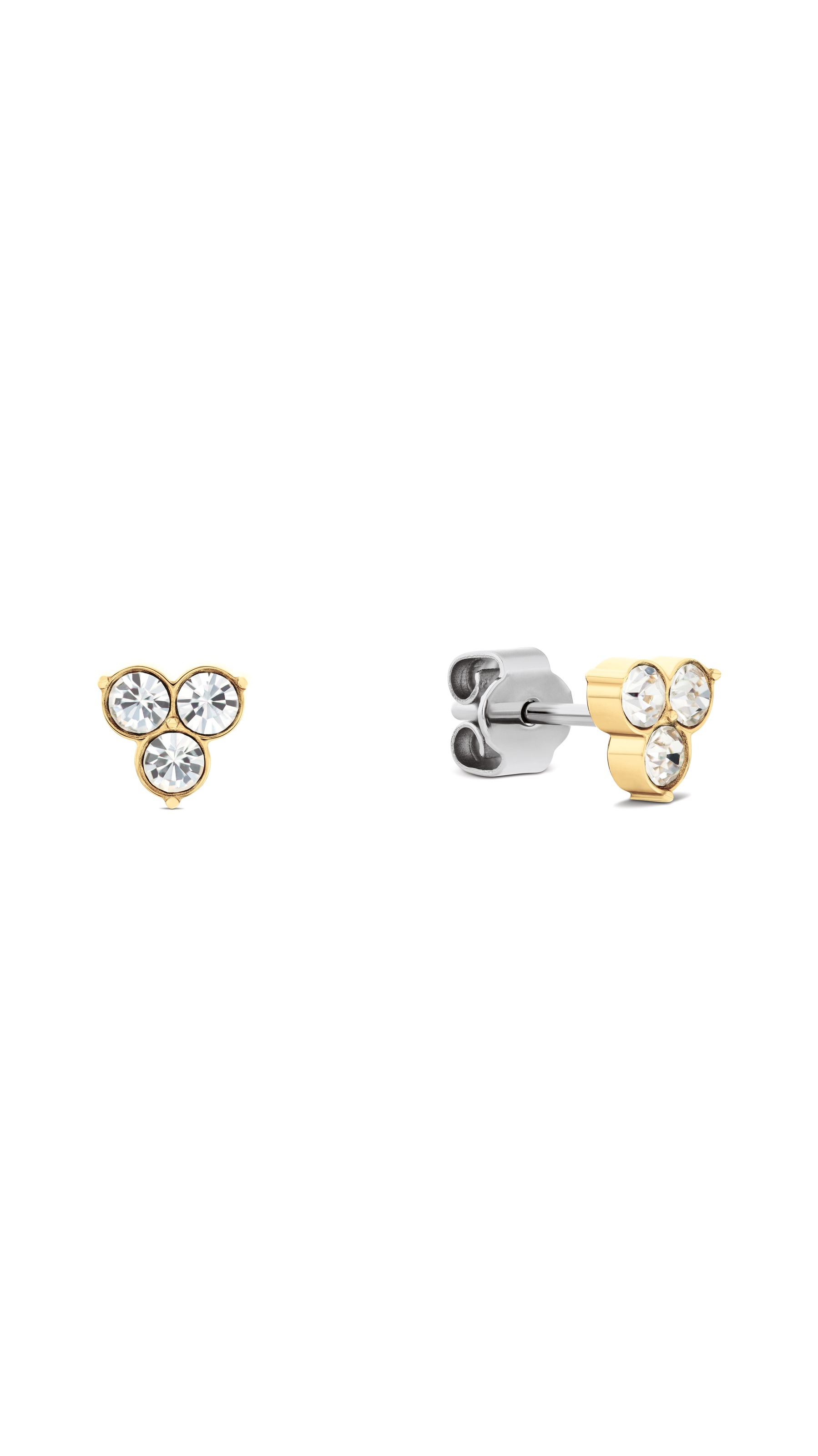 Paar Ohrstecker TOMMY HILFIGER "ESSENTIAL EARRINGS", gelbgoldfarben, edelstahlfarben, kristallweiß, kristallweiß, Ohrringe, Damen, Edelstahl, mit Glasstein