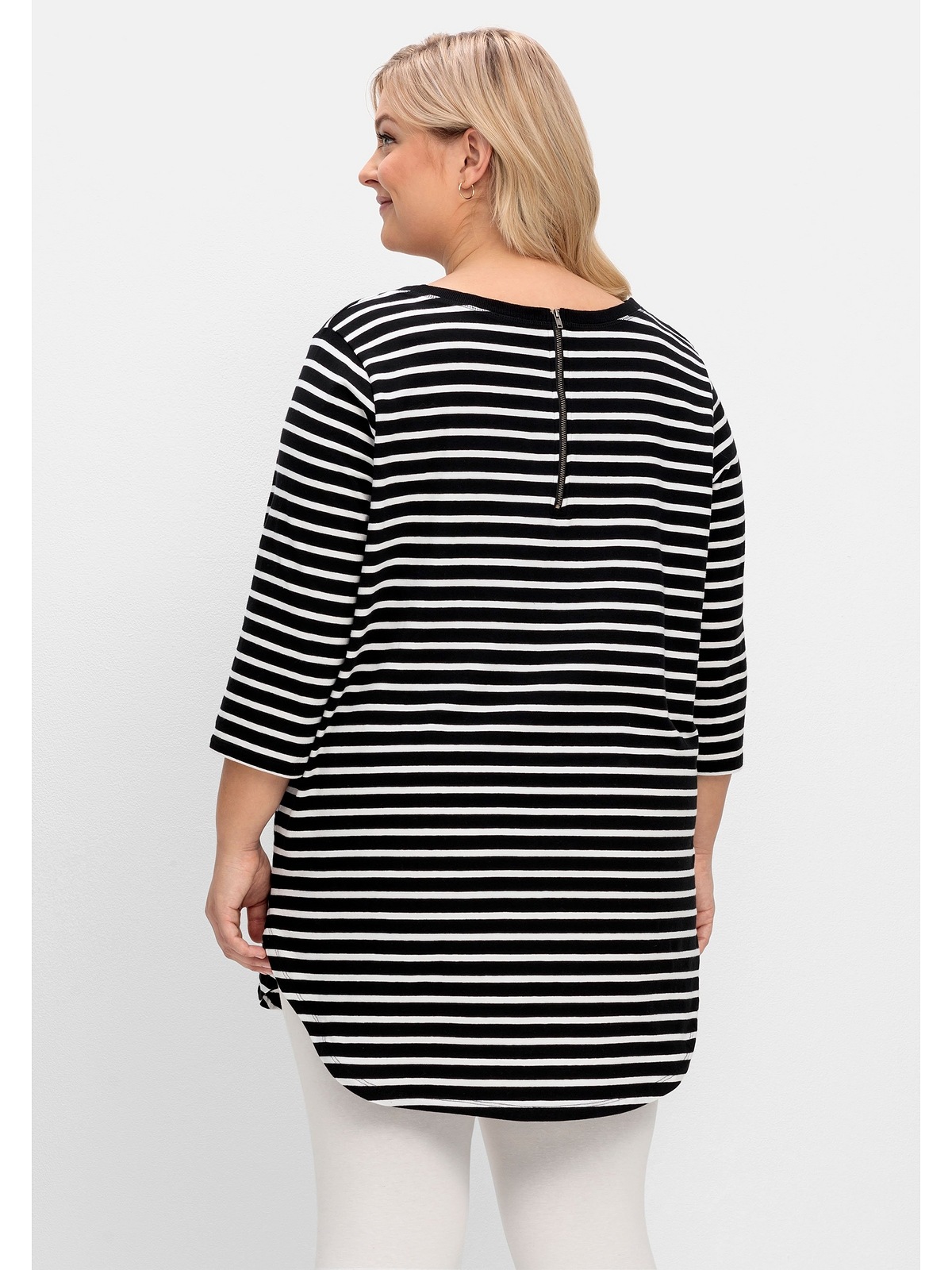 Sheego Longshirt »Große Größen«, mit Streifen und Nacken-Reißverschluss