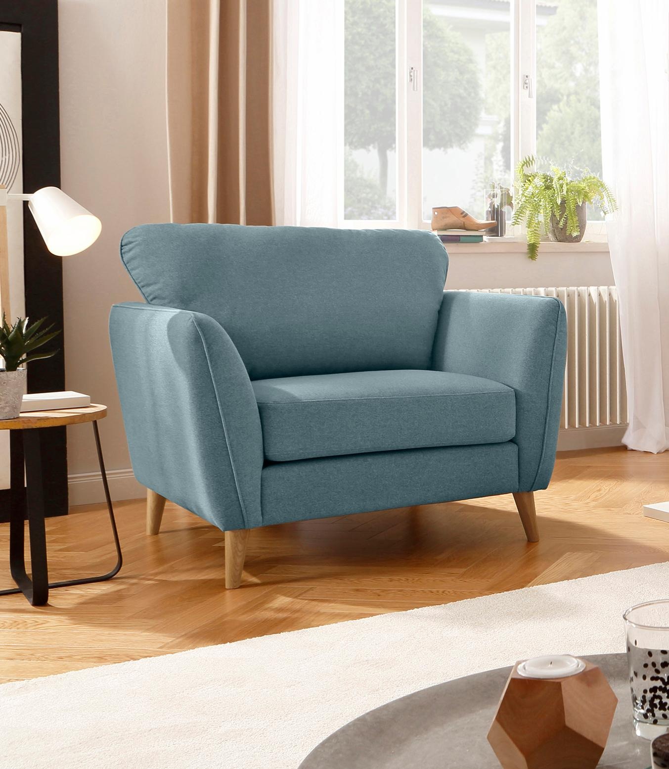 Home affaire Sessel "MARSEILLE", Massivholzbeine Eiche, Landhausstil, Welle günstig online kaufen