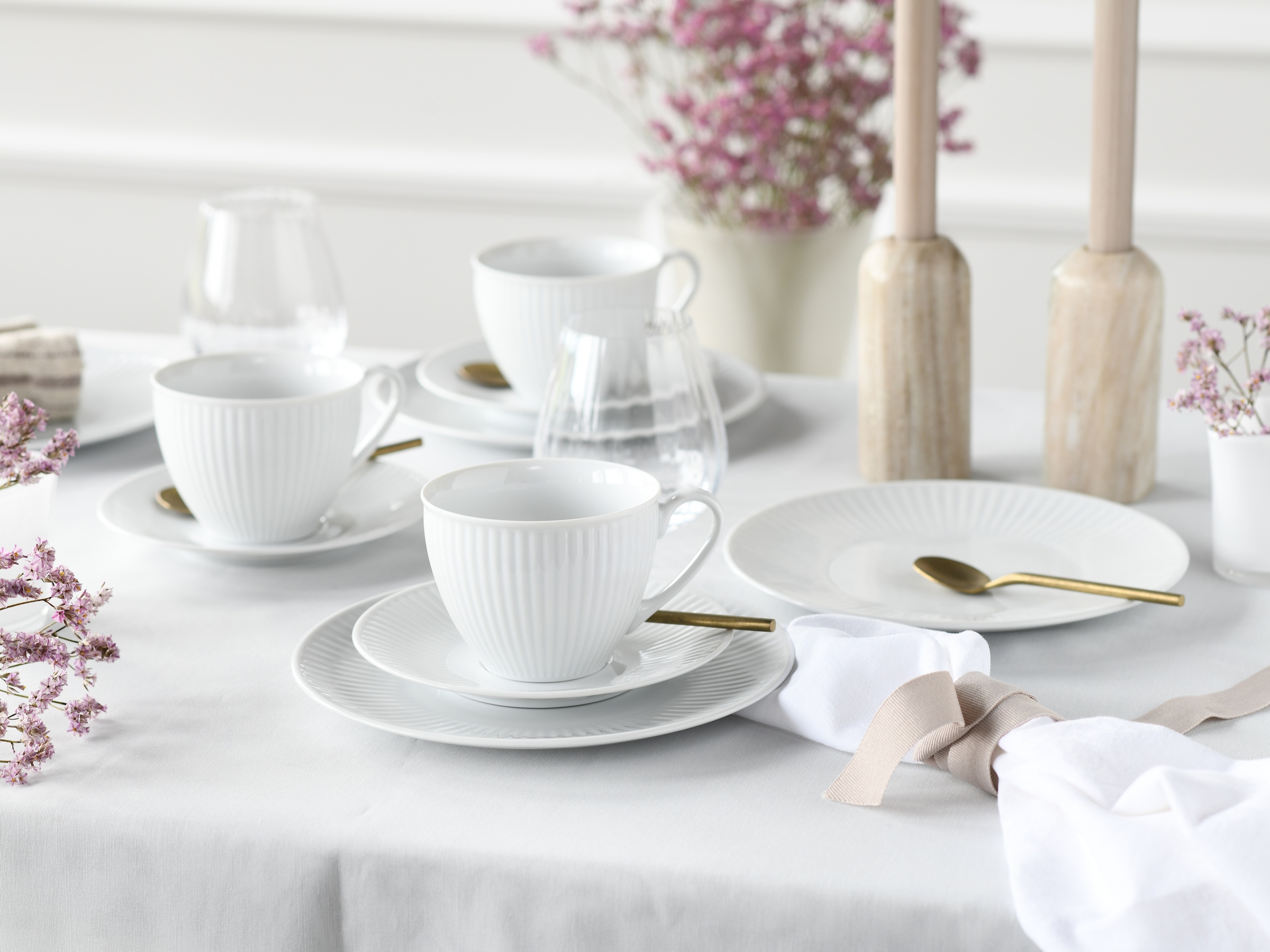CreaTable Kaffeeservice »Valencia Weiß, Kaffee-Service 18-tlg«, (Set, 18 tlg.), Elegant, Boho Chic