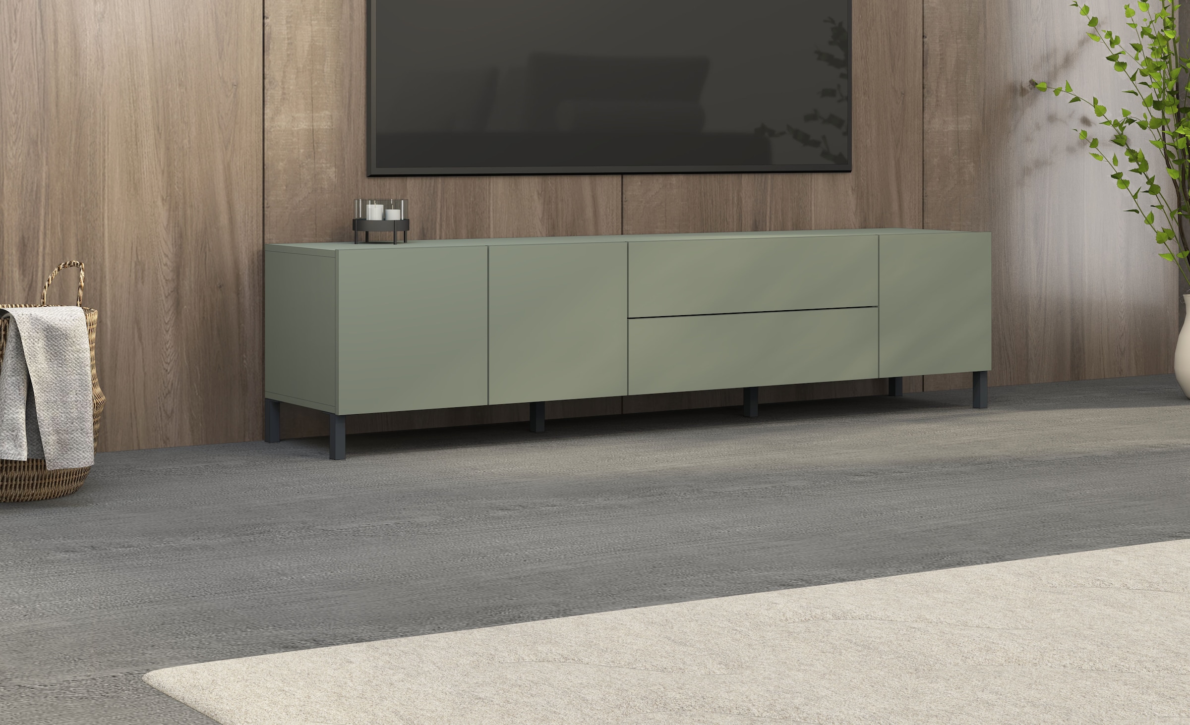 borchardt Möbel Lowboard, Metallfüße, grifflose Optik