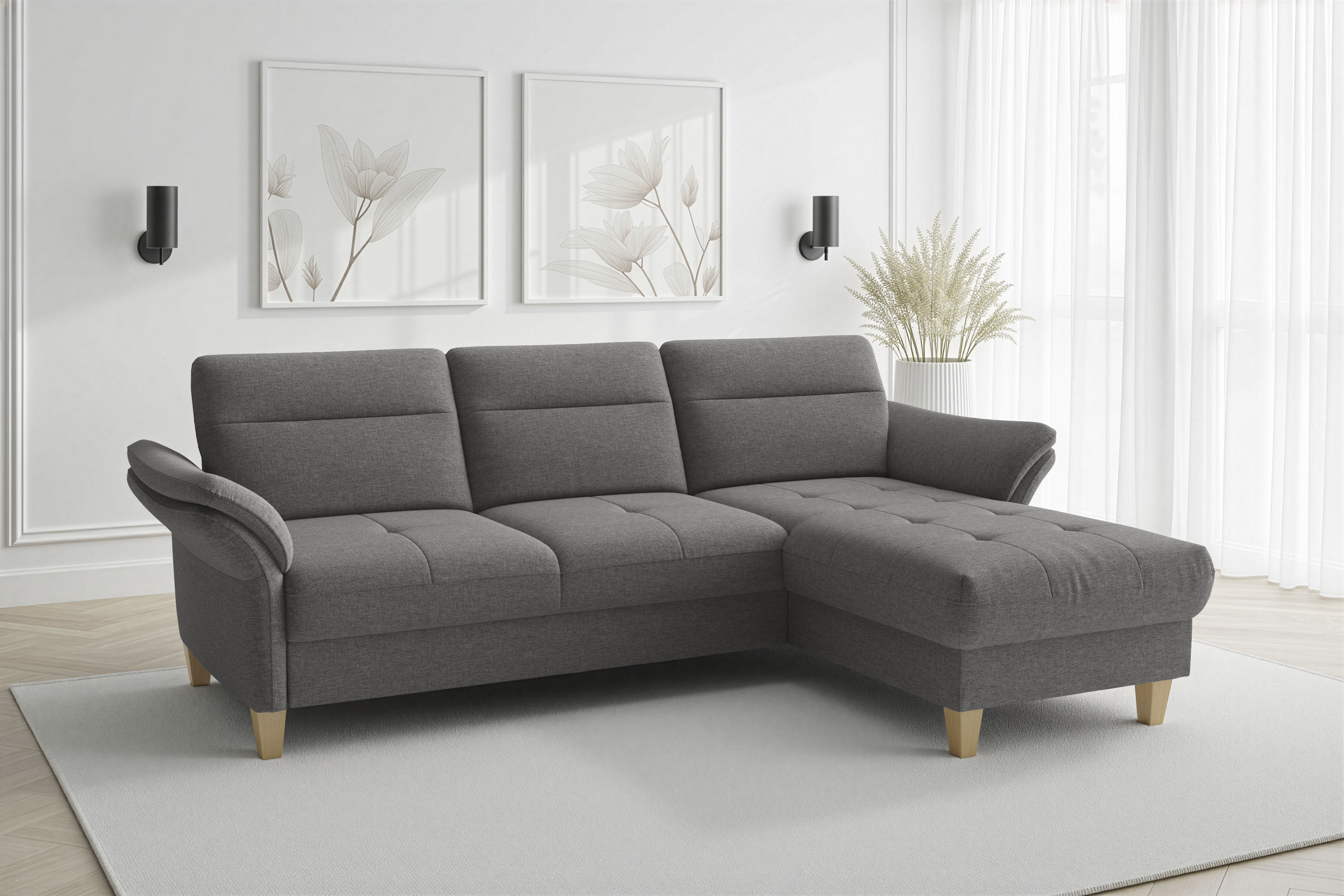 sit&more Ecksofa "Pamela L-Form, B: 230 cm, optional Schlaffunktion & Bettkasten" mit Federkern und Liegefläche aus Originalstoff
