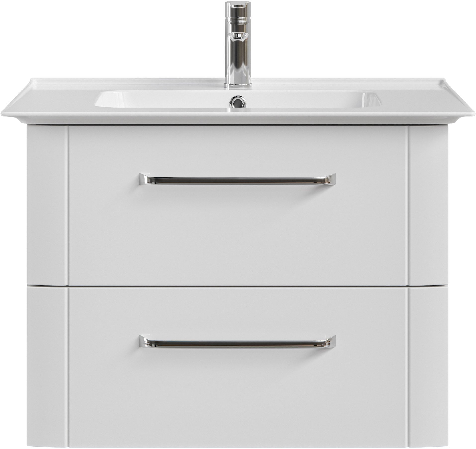 Saphir Badmöbel-Set »Waschtisch Serie 3006 Keramik-Waschtisch mit Unterschrank, 80 cm breit«, (2 St.), Waschplatz mit 2 Schubladen, Badmöbel-Set mit Waschtisch