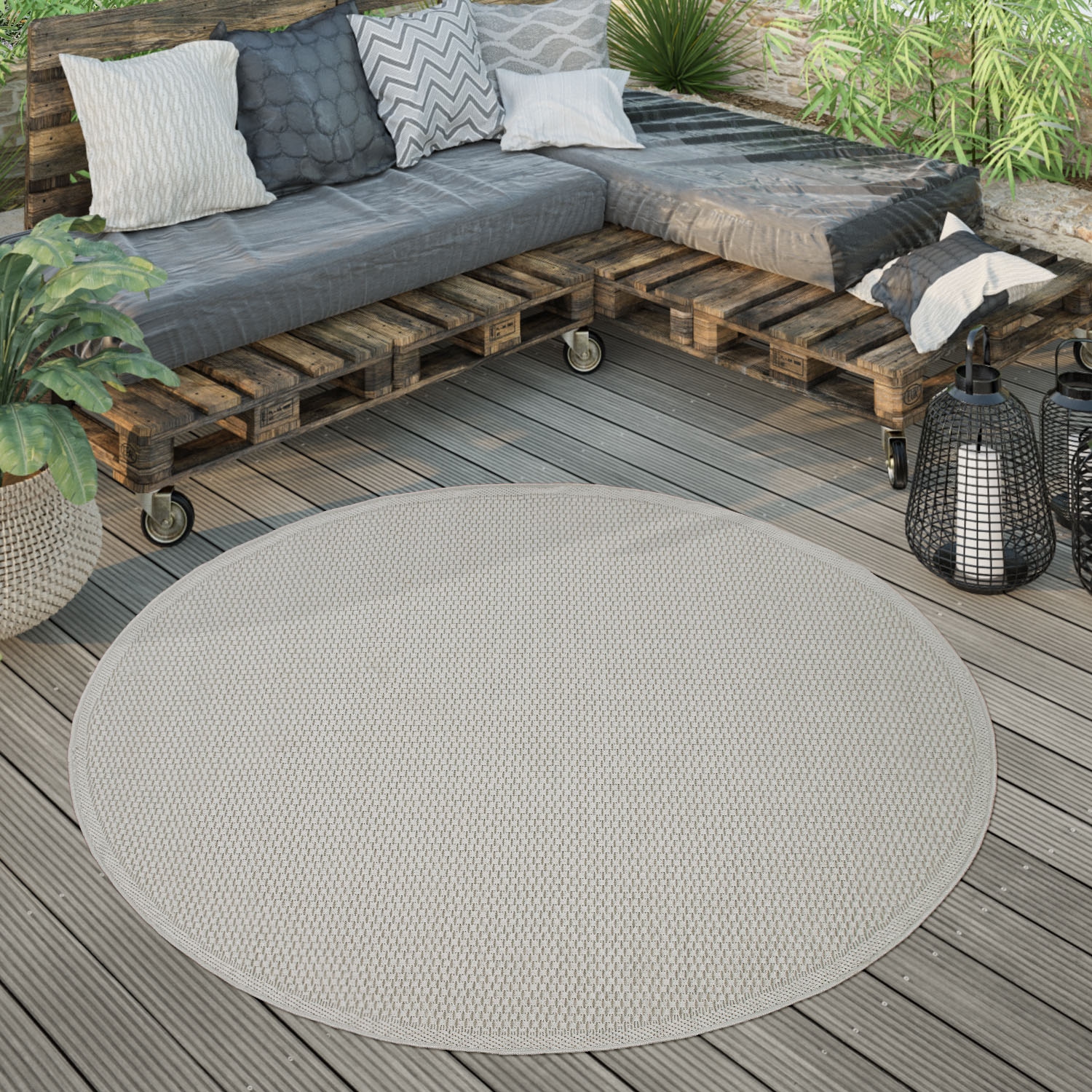 Paco Home Teppich »Timber 125«, rund, Flachgewebe, Sisal Optik, In- und  Outdoor geeignet, Wohnzimmer bestellen | BAUR | Kurzflor-Teppiche