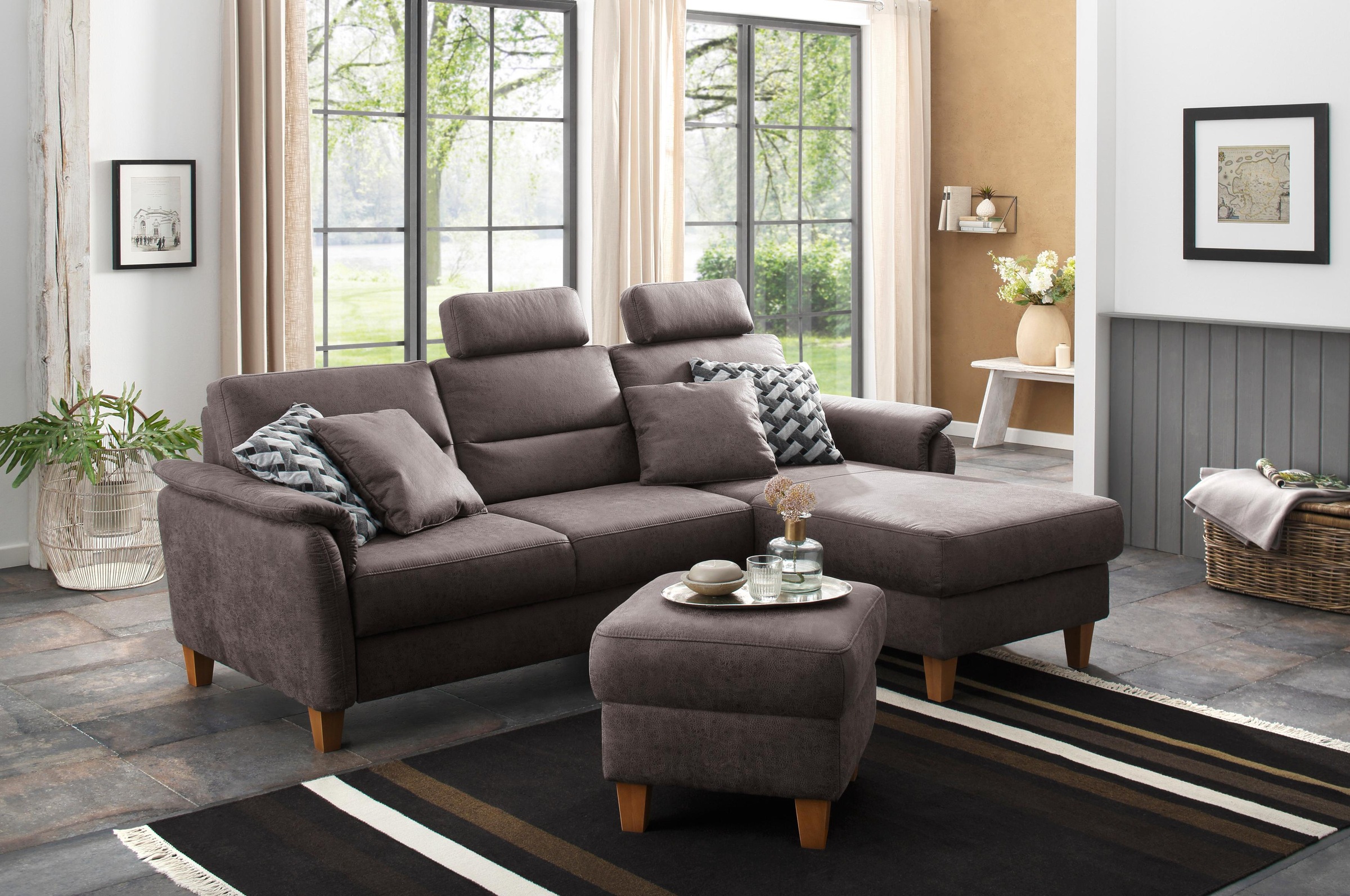 Home affaire Ecksofa "Palmera L-Form", Federkern, wahlweise mit Bettfunktio günstig online kaufen