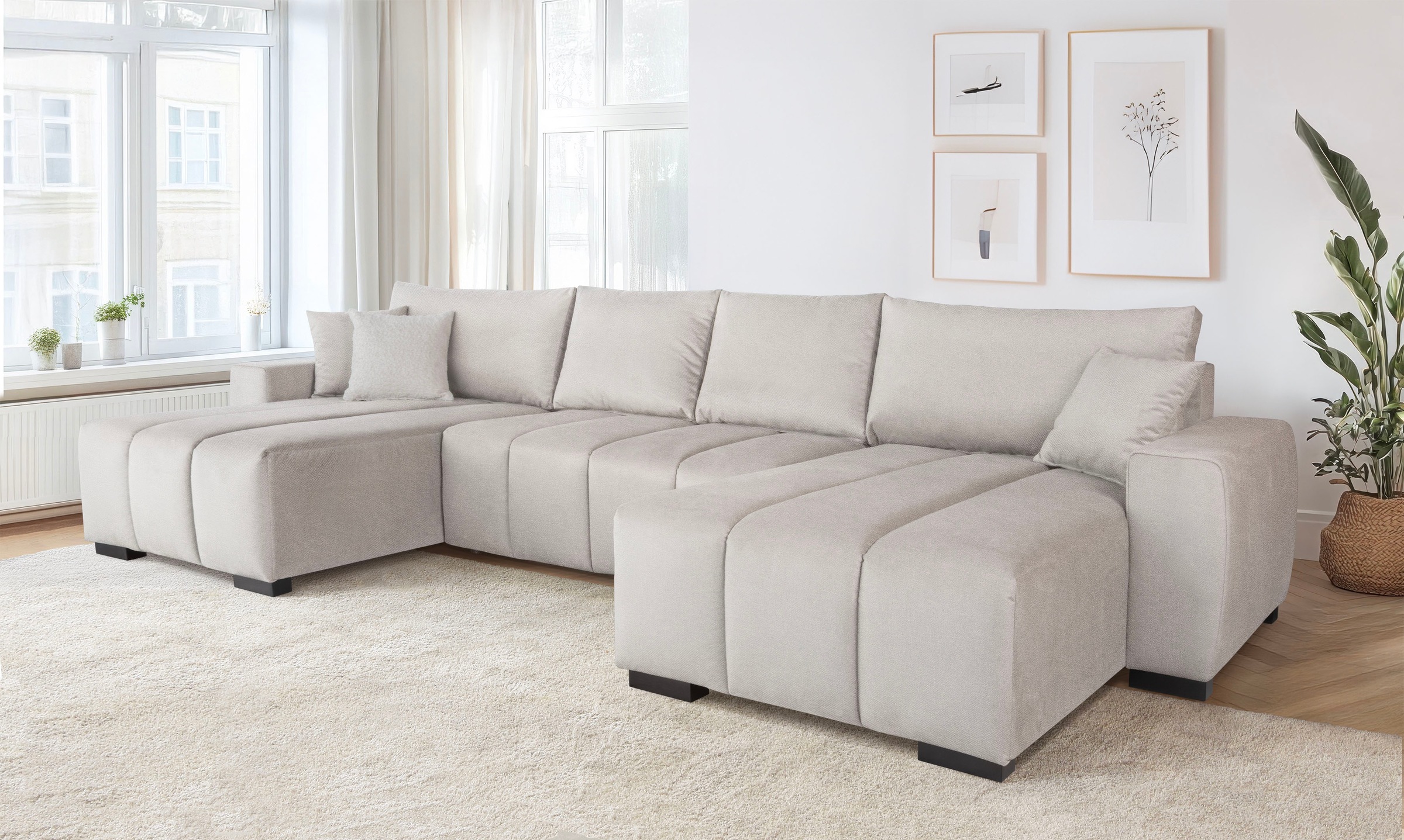 Home affaire Wohnlandschaft "U-Form Bello" mit Bettfunktion, Bettkasten Fre günstig online kaufen