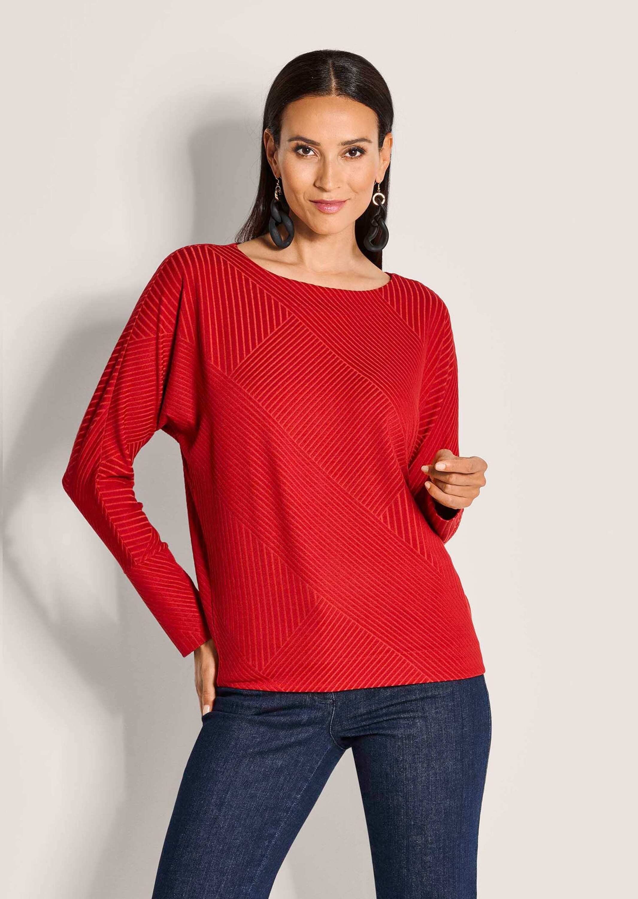 MADELEINE Shirt Long Sleeve Batwing Red Size 38 2