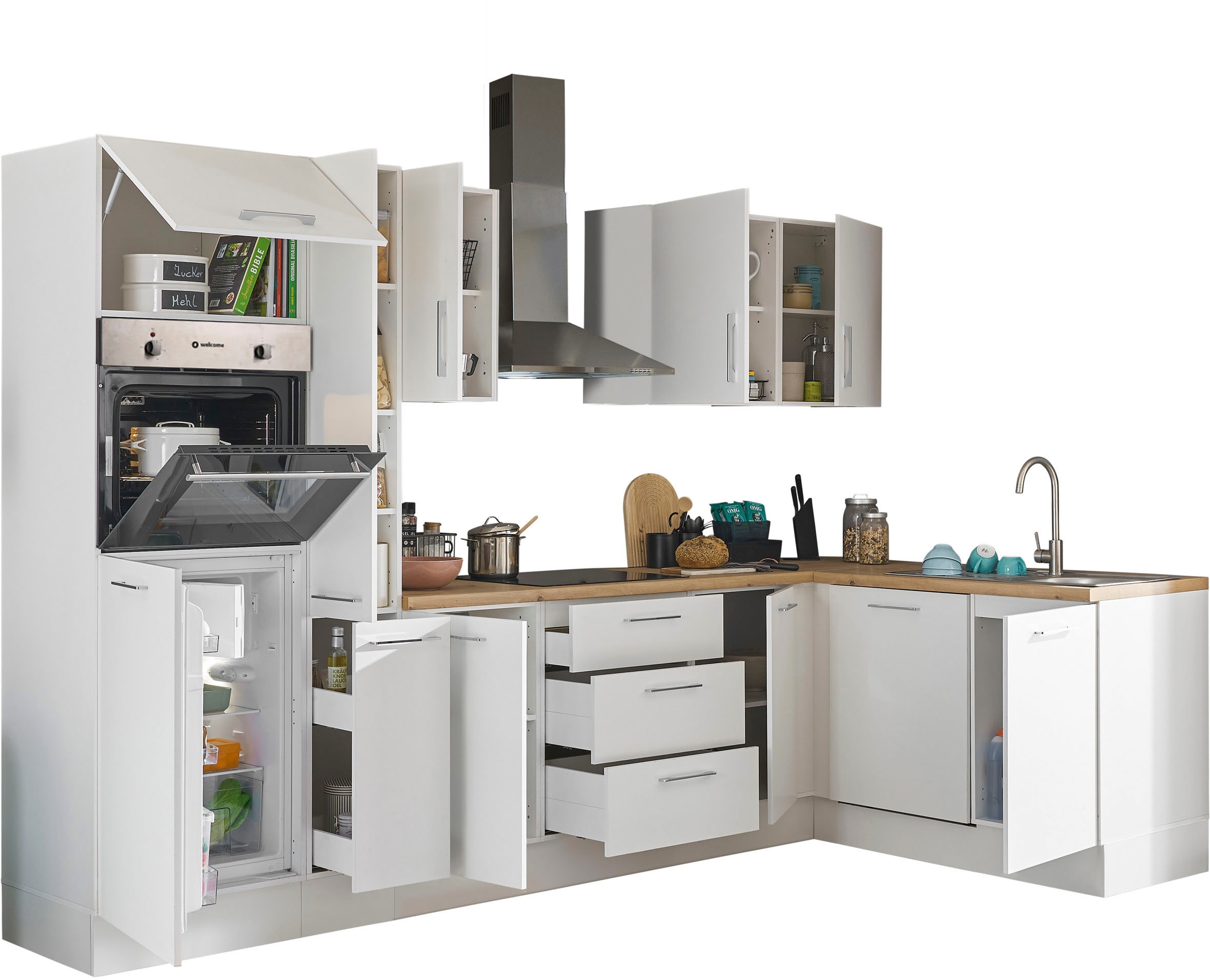 BASIC by Balculina Winkelküche »Turin«, Stellbreite 310x175 cm, wahlweise mit E-Geräten