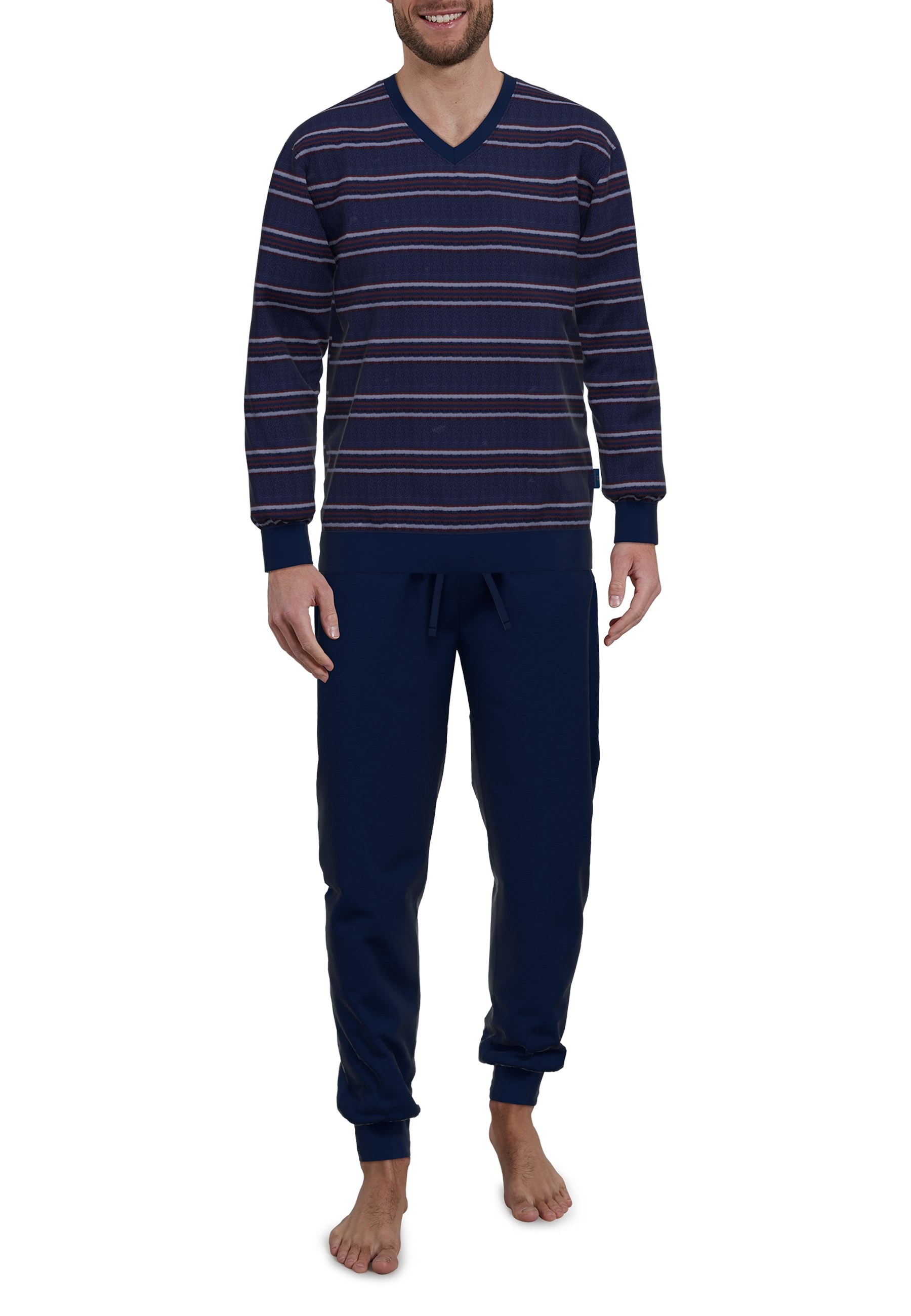 GÖTZBURG Pyjama, (2 tlg.), V-Ausschnitt, Langarm, elastische Bündchen günstig online kaufen