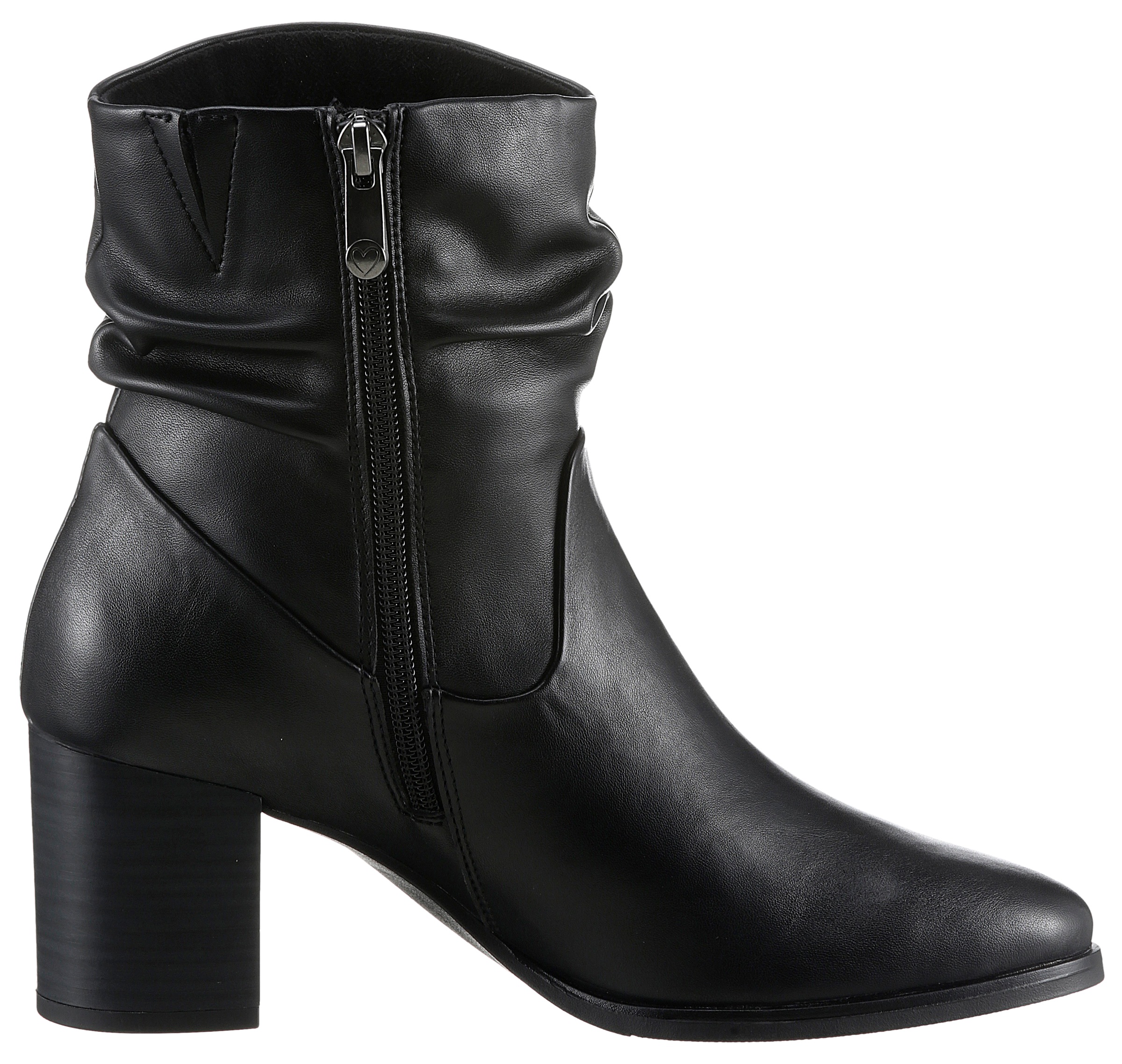 MARCO TOZZI Stiefelette, Blockabsatz, Businessschuh mit Falten im slouchy Look