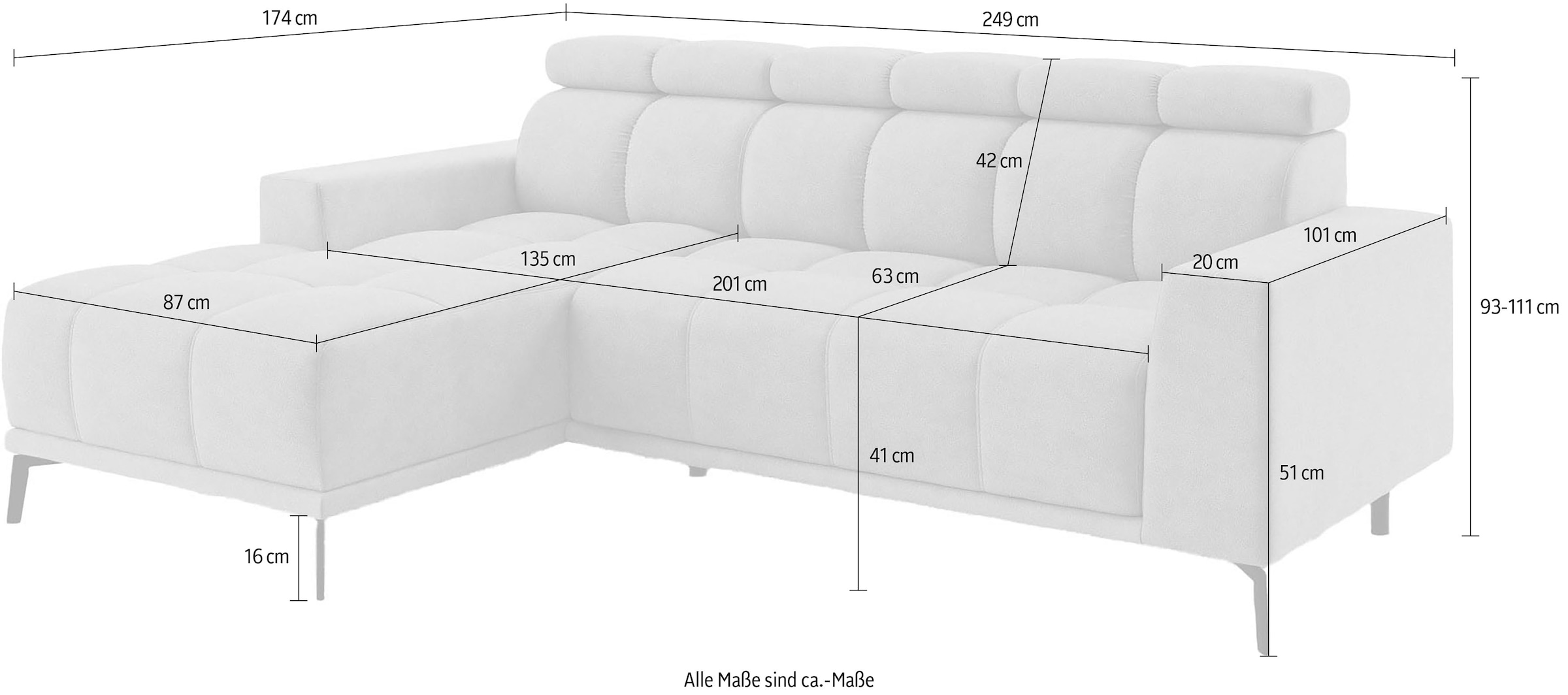 INOSIGN Ecksofa »CAZIE, Designsofa, L-Form, trendige Bubble-Optik,«, elektrische Sitztiefen-Verstellung, manuelle Kopfstützenverstellung