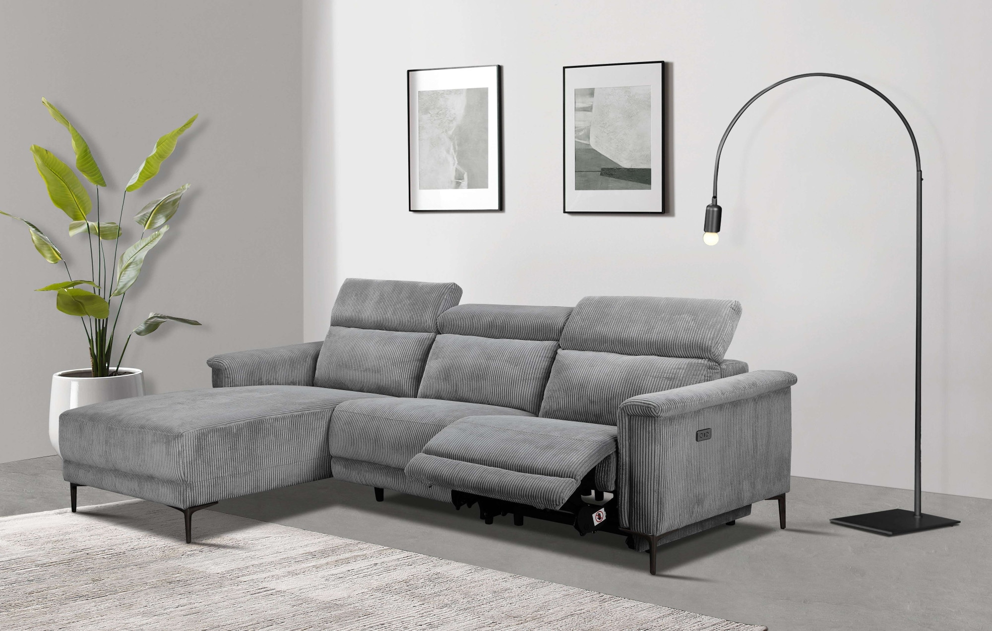 Home affaire Ecksofa "Lund in Cord, L-Form, 261 cm, manuelle und elektr. Re günstig online kaufen