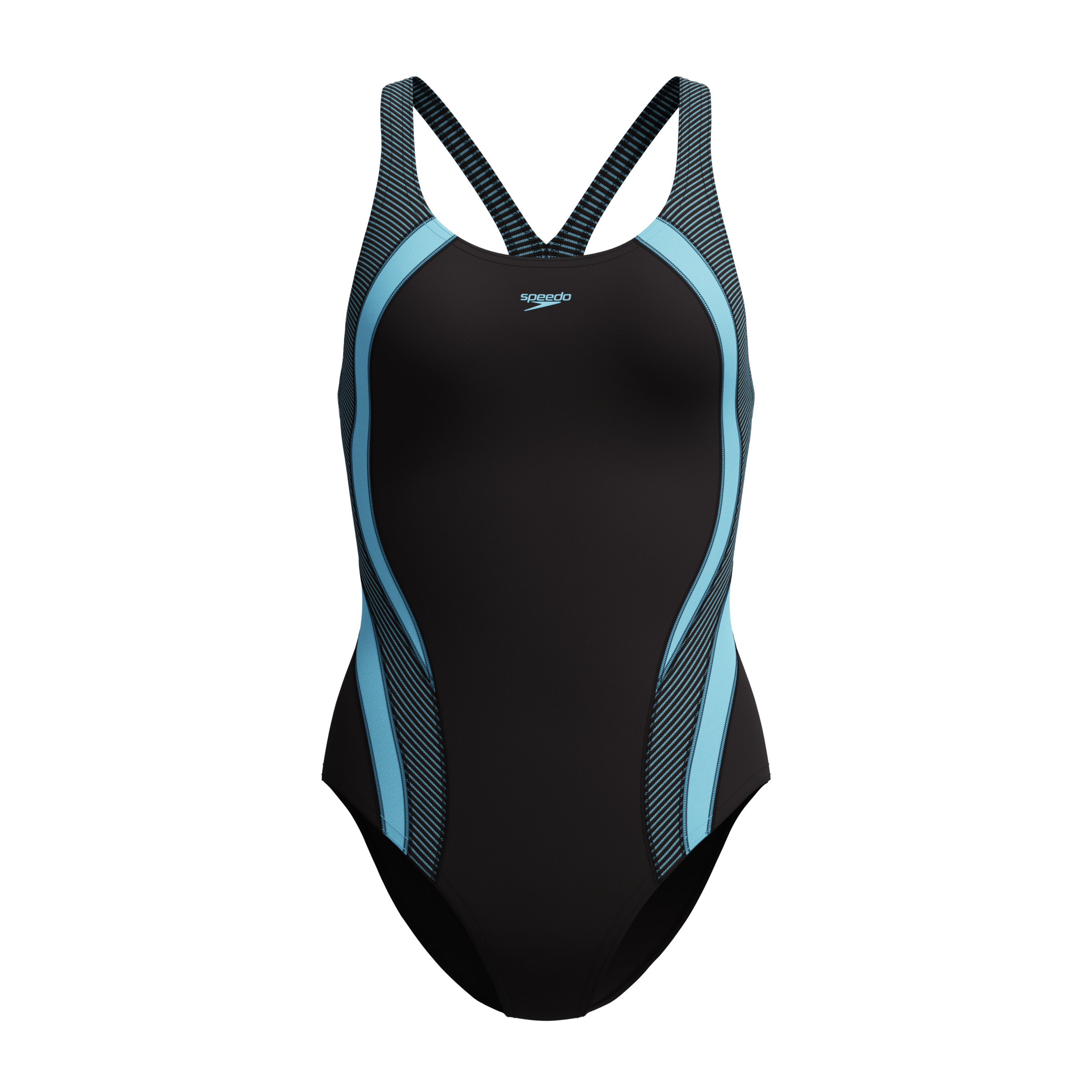 Speedo Badeanzug "QUANTUM RIB SPLICE 1PC BLK/LTBLU"