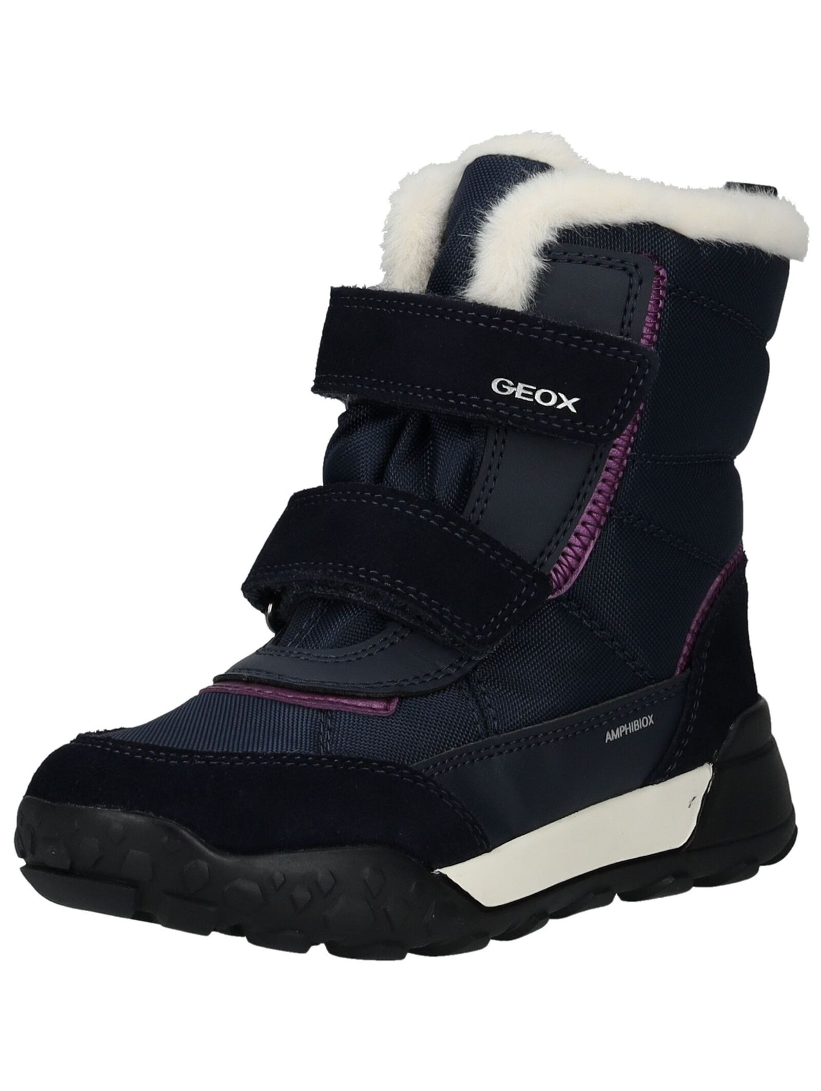 GEOX Mädchen Snowboots "Geox Stiefel Leder/Textil", Gr. 30navy, lila, Leder, Textil, Schuhe