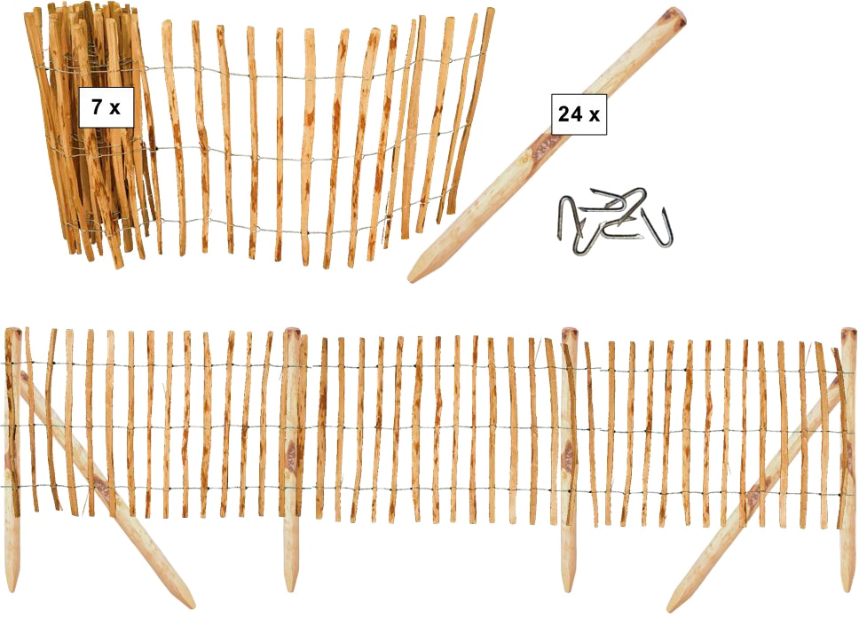 Tetzner & Jentzsch Gartenzaun "Rollzaun Rosswell 5", 90 cm hoch, 7 Elemente für 35 Meter Zaun, mit 24 Pfosten