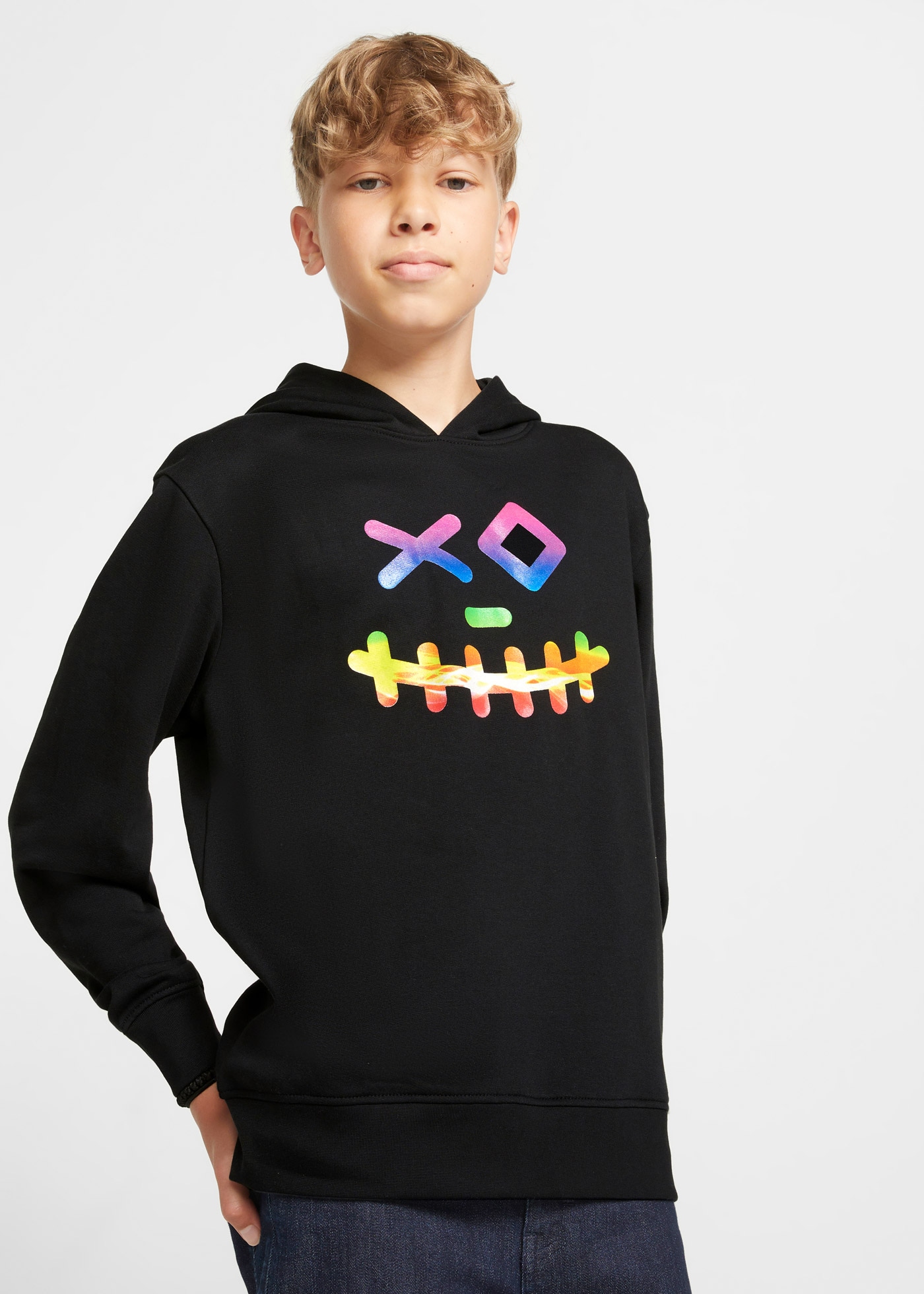 bonprix Hoodie, mit coolem Print, aus Baumwoll-Mix, mit Kapuze