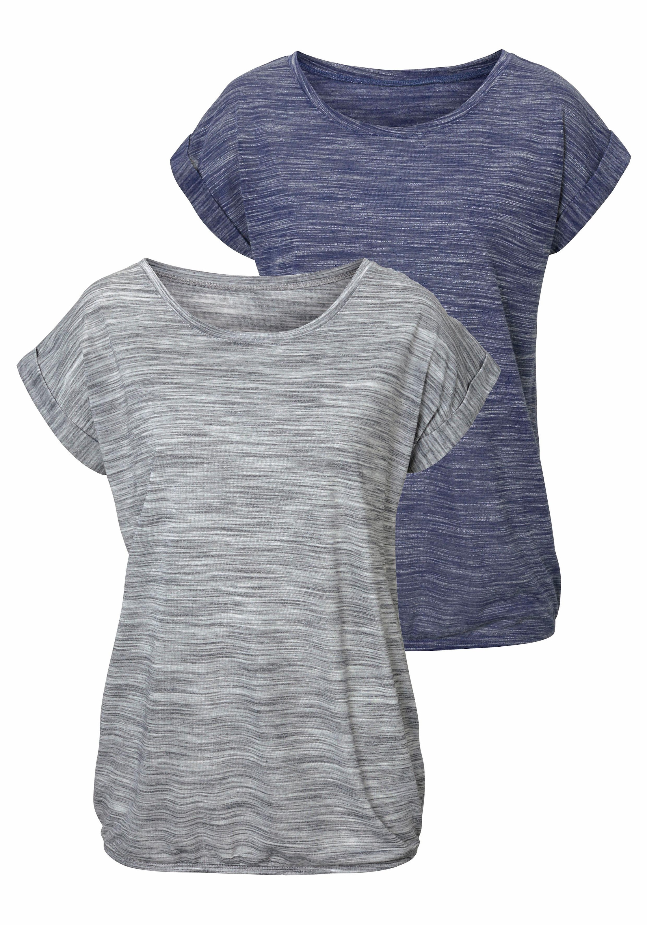 Beachtime T-Shirt, (2er-Pack), mit Struktureffekt BAUR | farbigem für bestellen